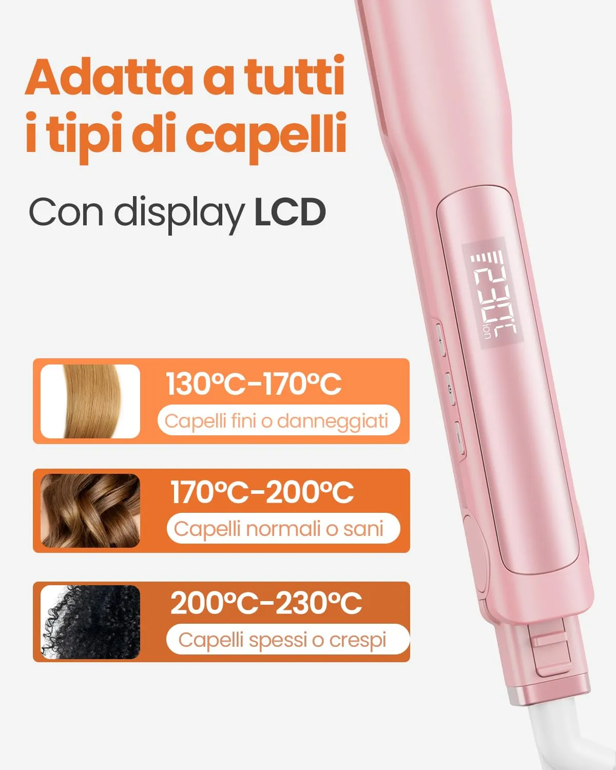 Faszin Piastra per Capelli Professionale in Titanio 30mm, 2 in 1, Magenta - immagine 6