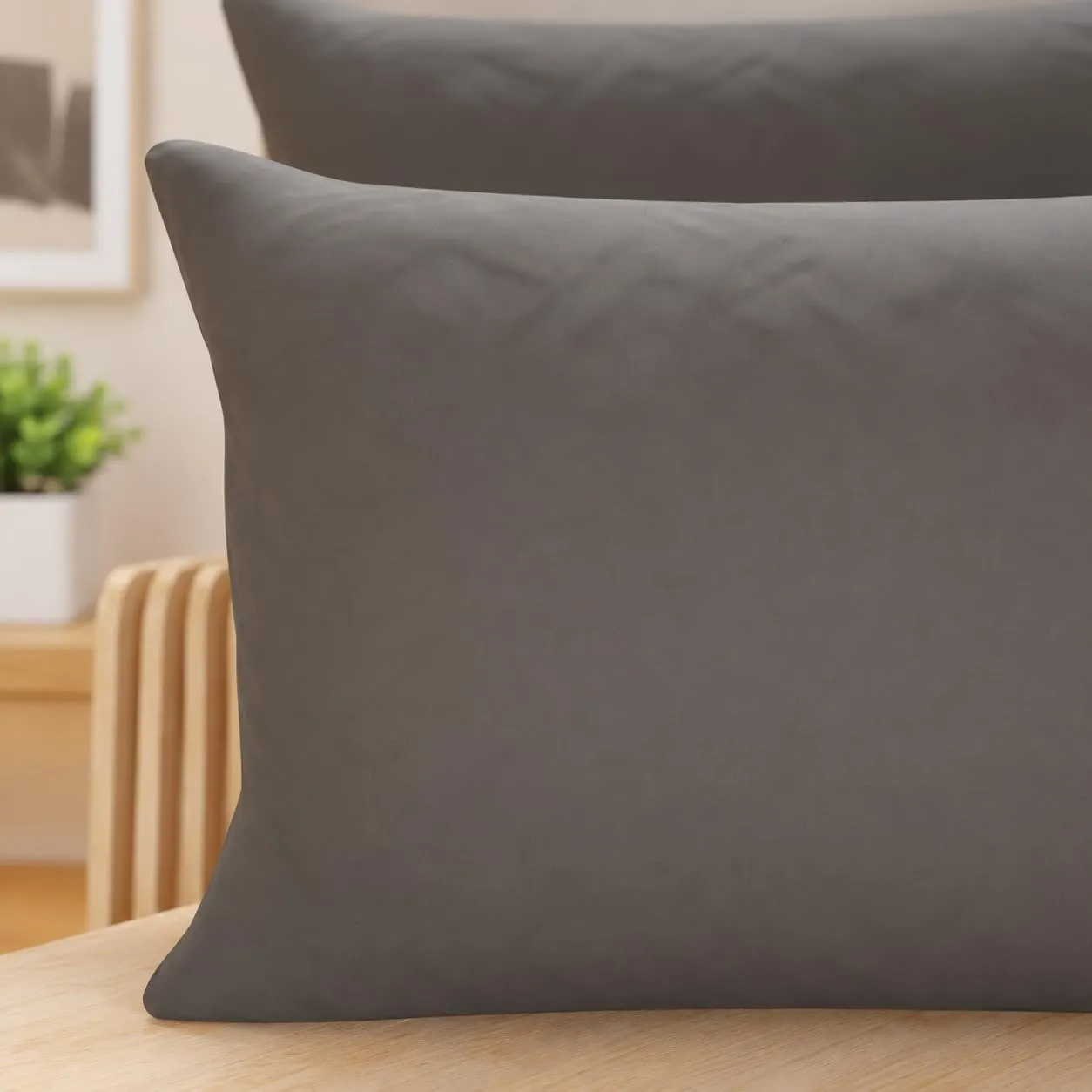 PETTI Artigiani Italiani - Coppia di Federe Cuscino in Microfibra, 145x40 cm, Grigio Scuro, Set di 2 - immagine 3