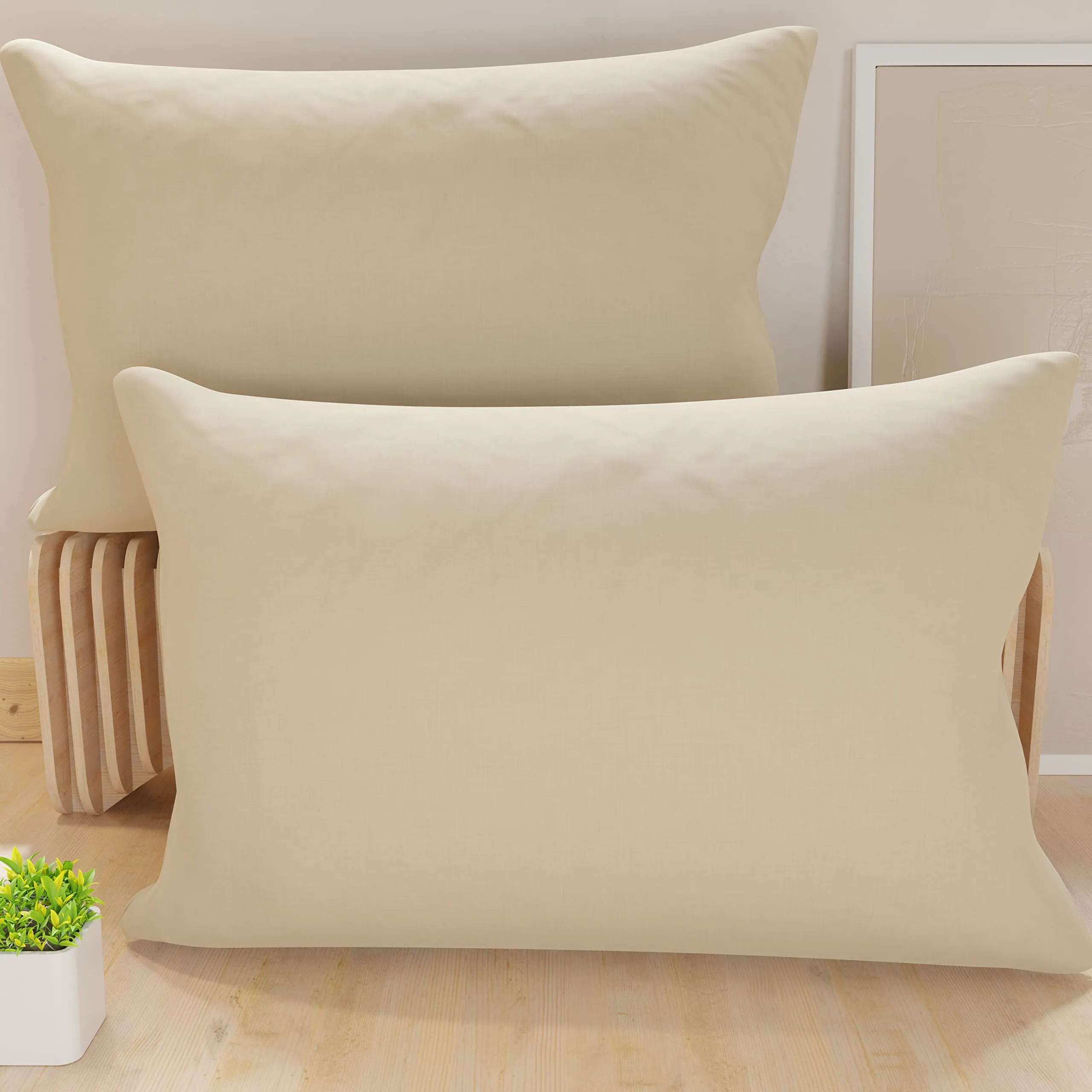 PETTI Artigiani Italiani Coppia di Federe Cuscino 50x30 cm in Microfibra, Beige, Set di 2 - immagine 1