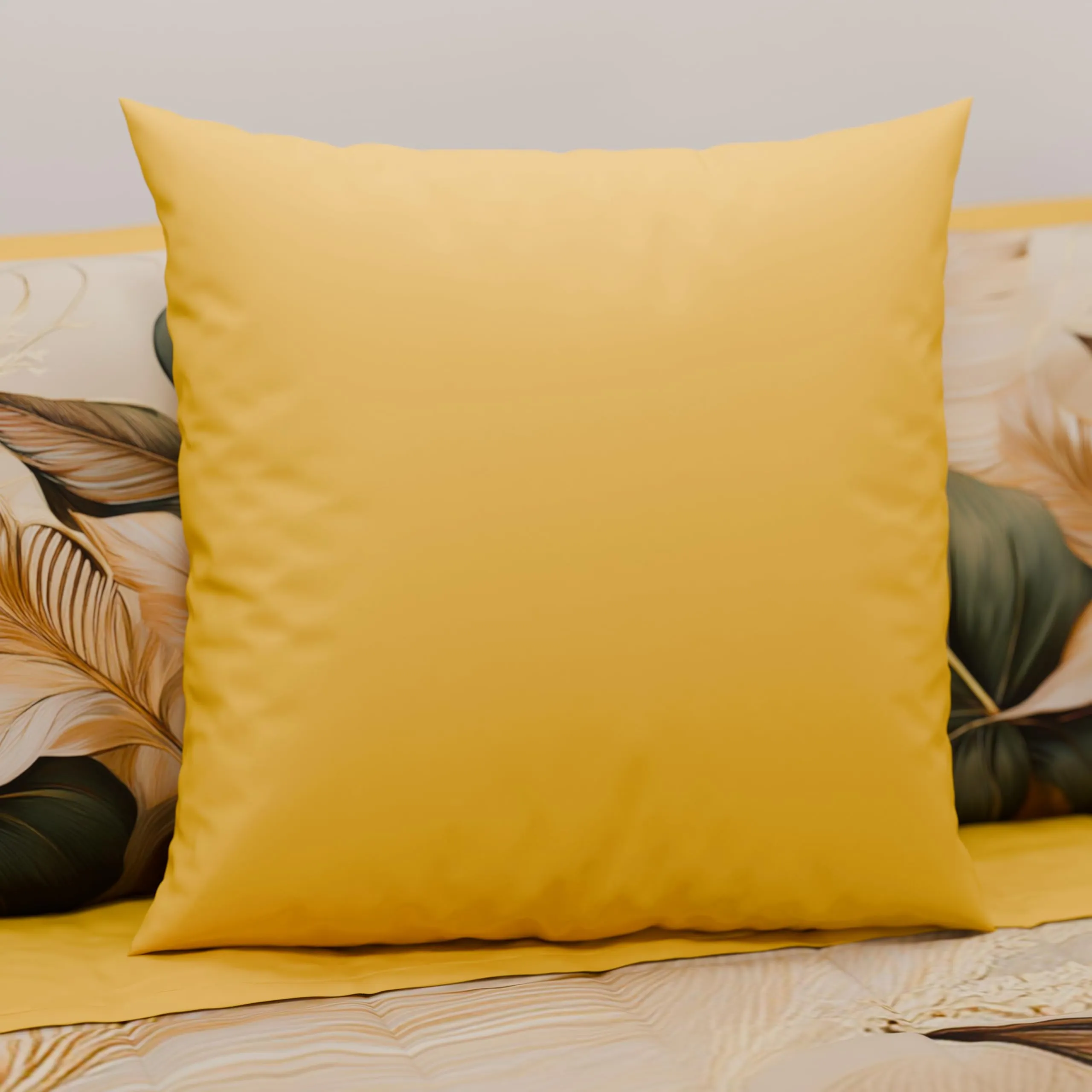 PETTI Artigiani Italiani Federe Cuscino in Microfibra, 80x80 cm, Set di 2, Giallo Ocra - immagine 2