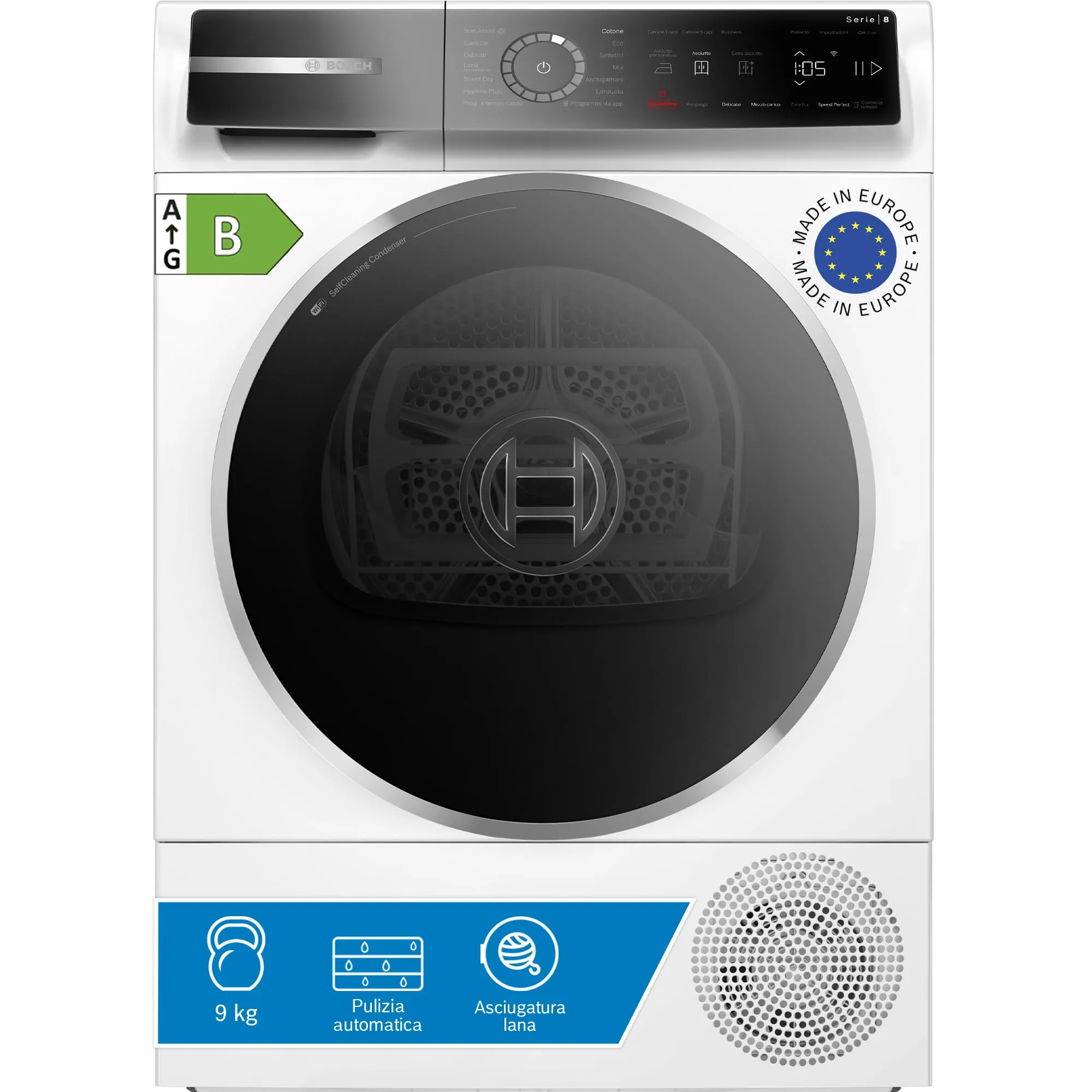 Bosch Serie 8 WQB246C0II Asciugatrice a pompa di calore 9kg Bianco - immagine 1
