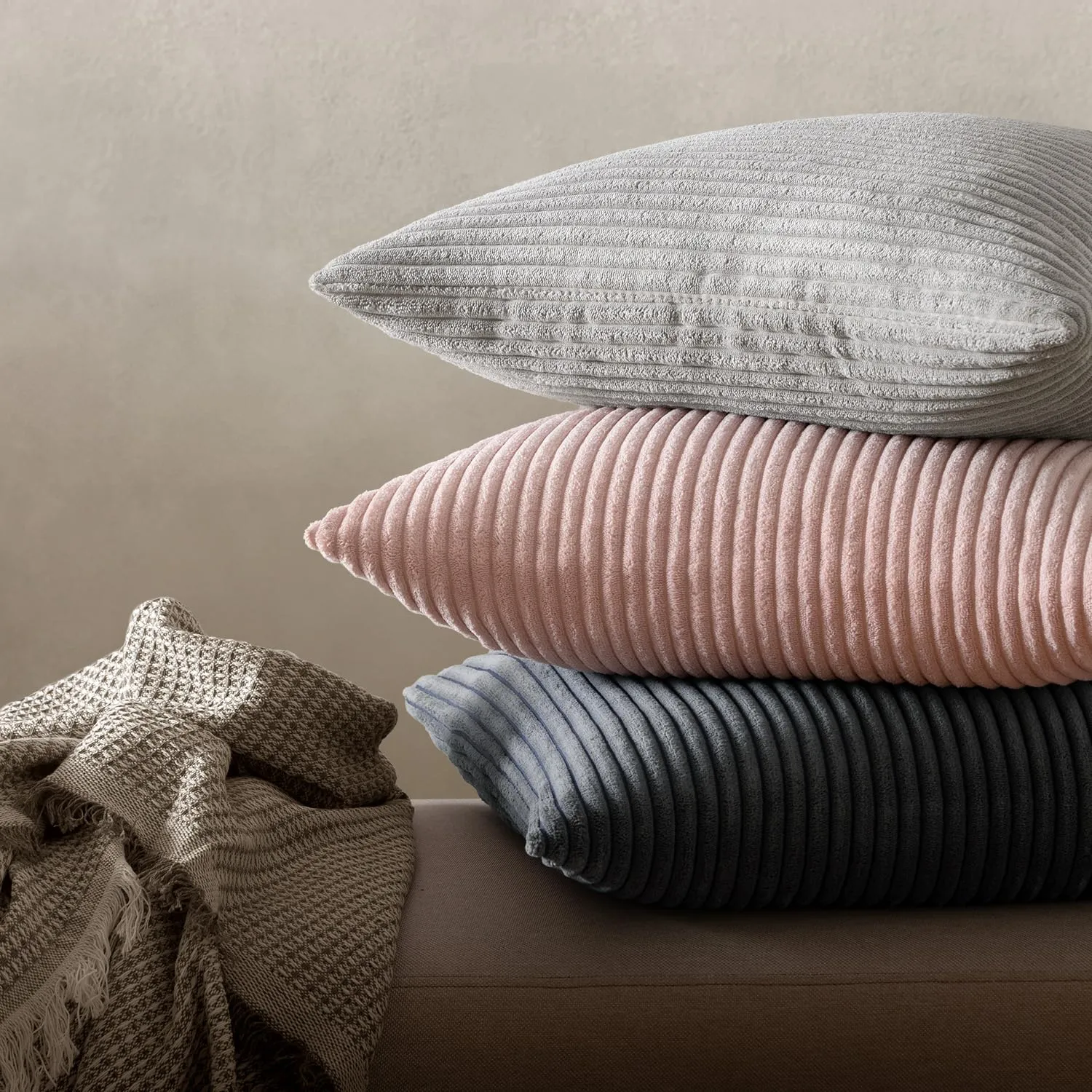MIULEE Fodere Cuscini in Velluto a Coste, 40x80cm, Grigio Chiaro, Confezione da 2 - immagine 5