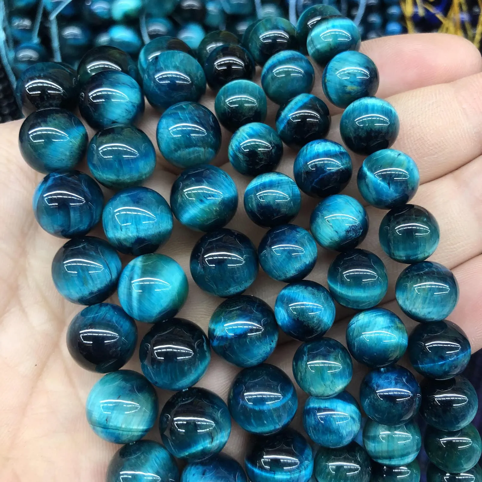 ZXYMLZI Perline in Occhio di Tigre Blu, 8 mm, 48 Pezzi - immagine 2