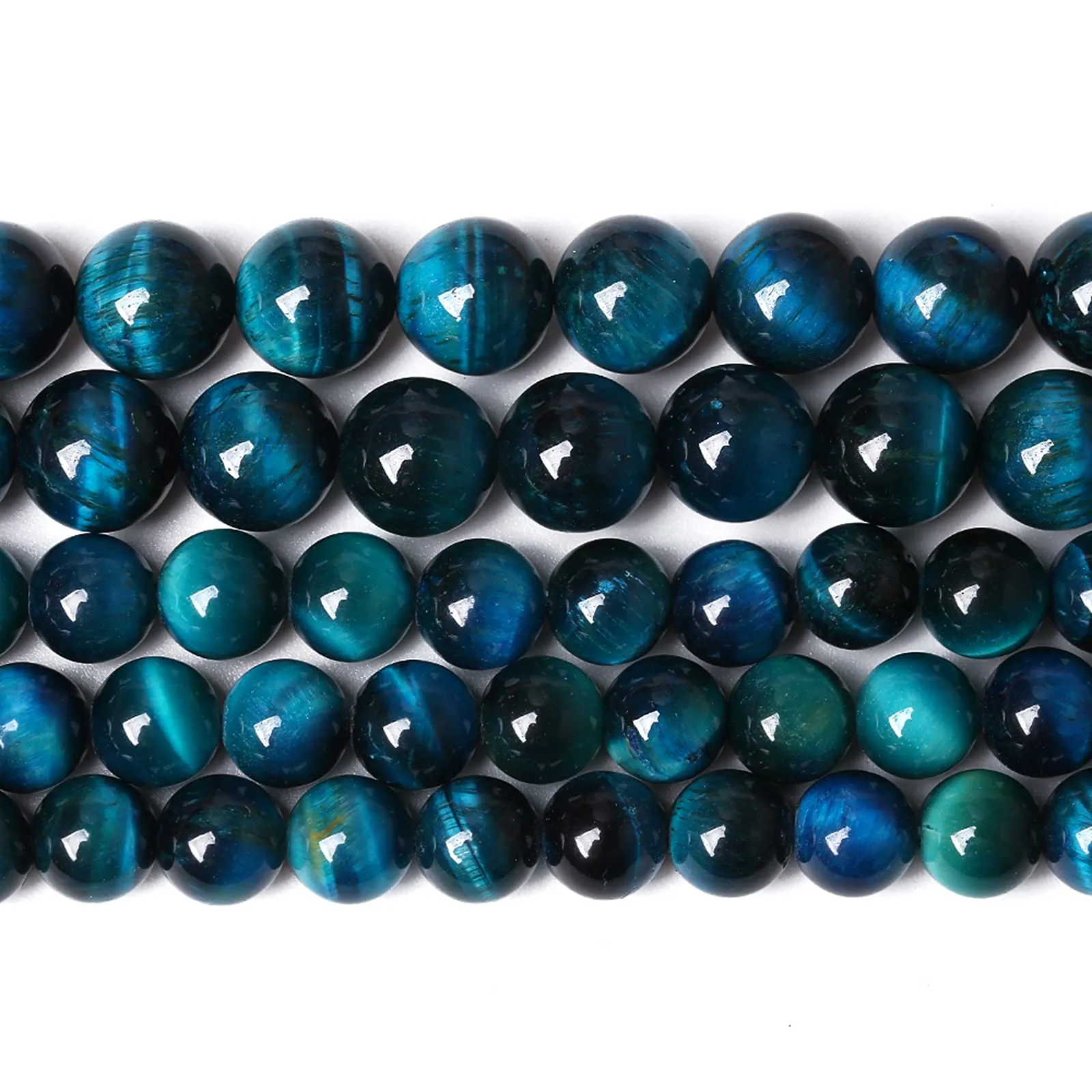 ZXYMLZI Perline in Occhio di Tigre Blu, 10 mm, Pietra Naturale Rotonda per Gioielli, 38 perline, 1 Filo da 38,1 cm - immagine 1