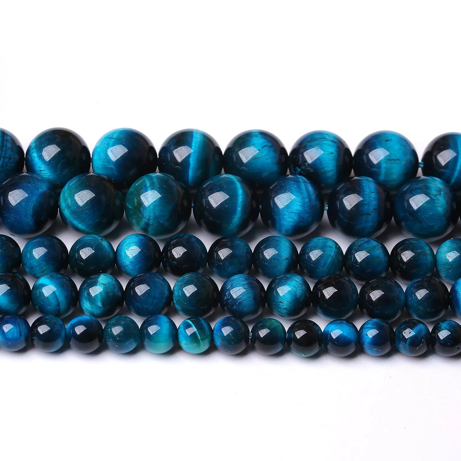ZXYMLZI Perline in Occhio di Tigre Blu, 10 mm, Pietra Naturale Rotonda per Gioielli, 38 perline, 1 Filo da 38,1 cm - immagine 4