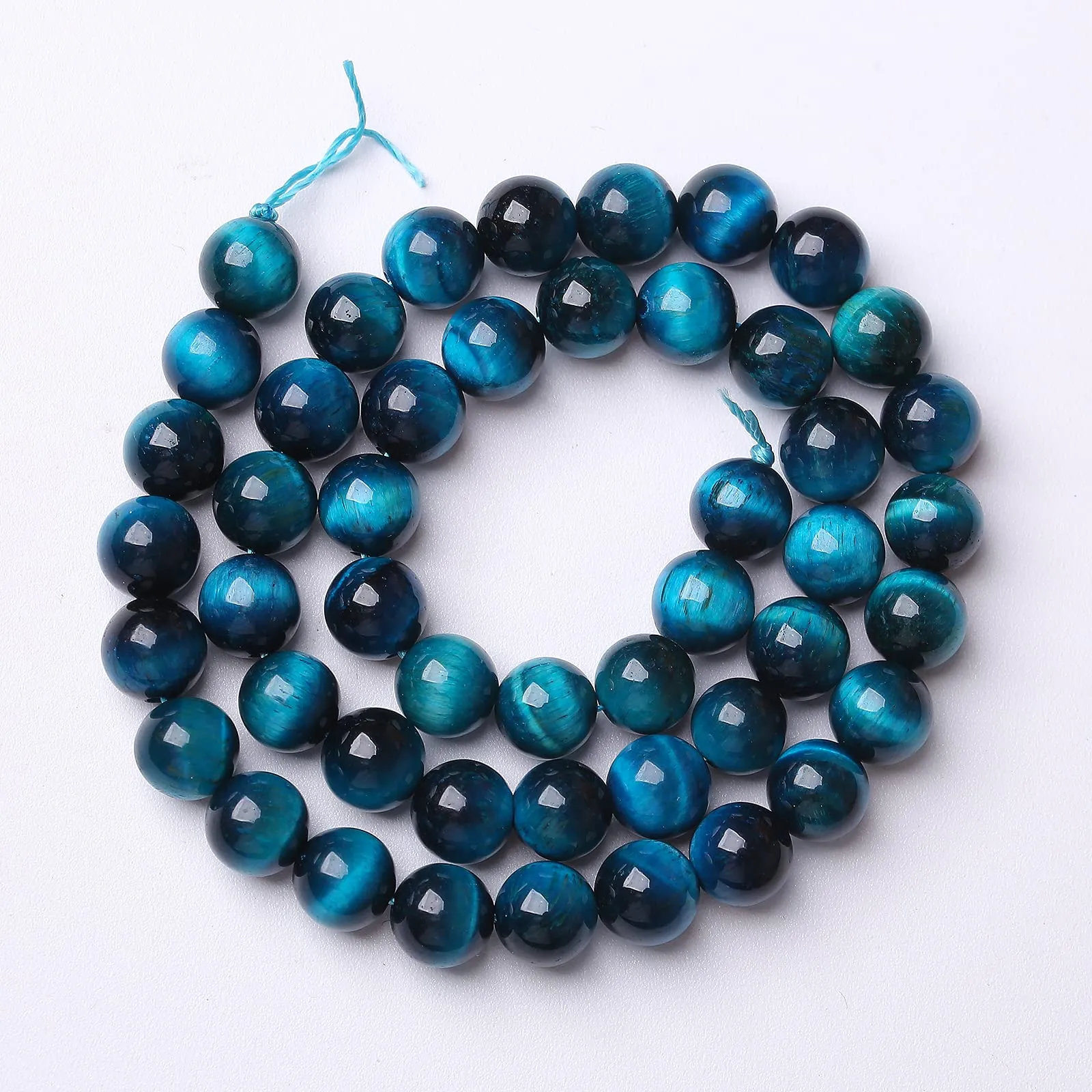 ZXYMLZI Perline in Occhio di Tigre Blu, 10 mm, Pietra Naturale Rotonda per Gioielli, 38 perline, 1 Filo da 38,1 cm - immagine 5
