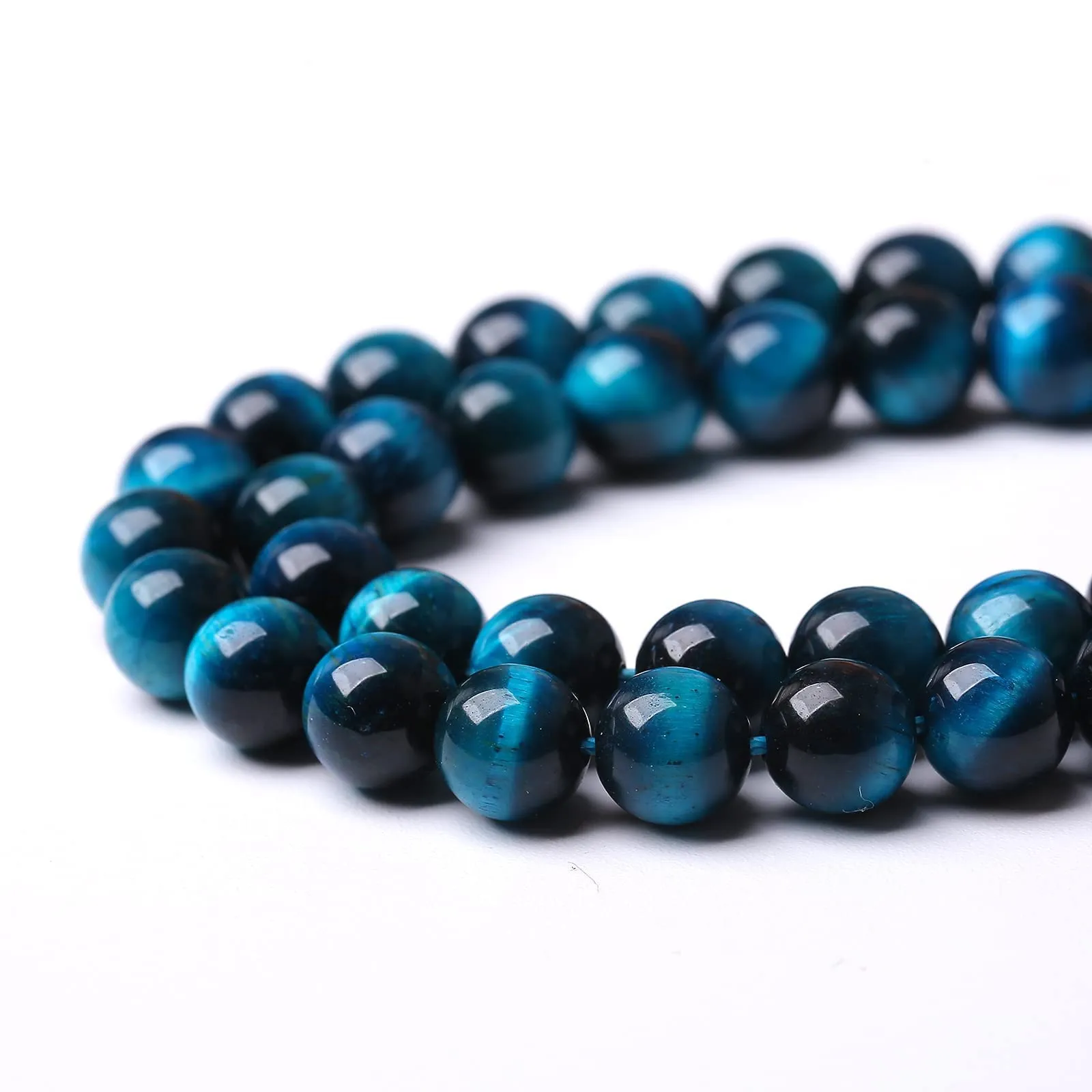 ZXYMLZI Perline in Occhio di Tigre Blu, 10 mm, Pietra Naturale Rotonda per Gioielli, 38 perline, 1 Filo da 38,1 cm - immagine 6