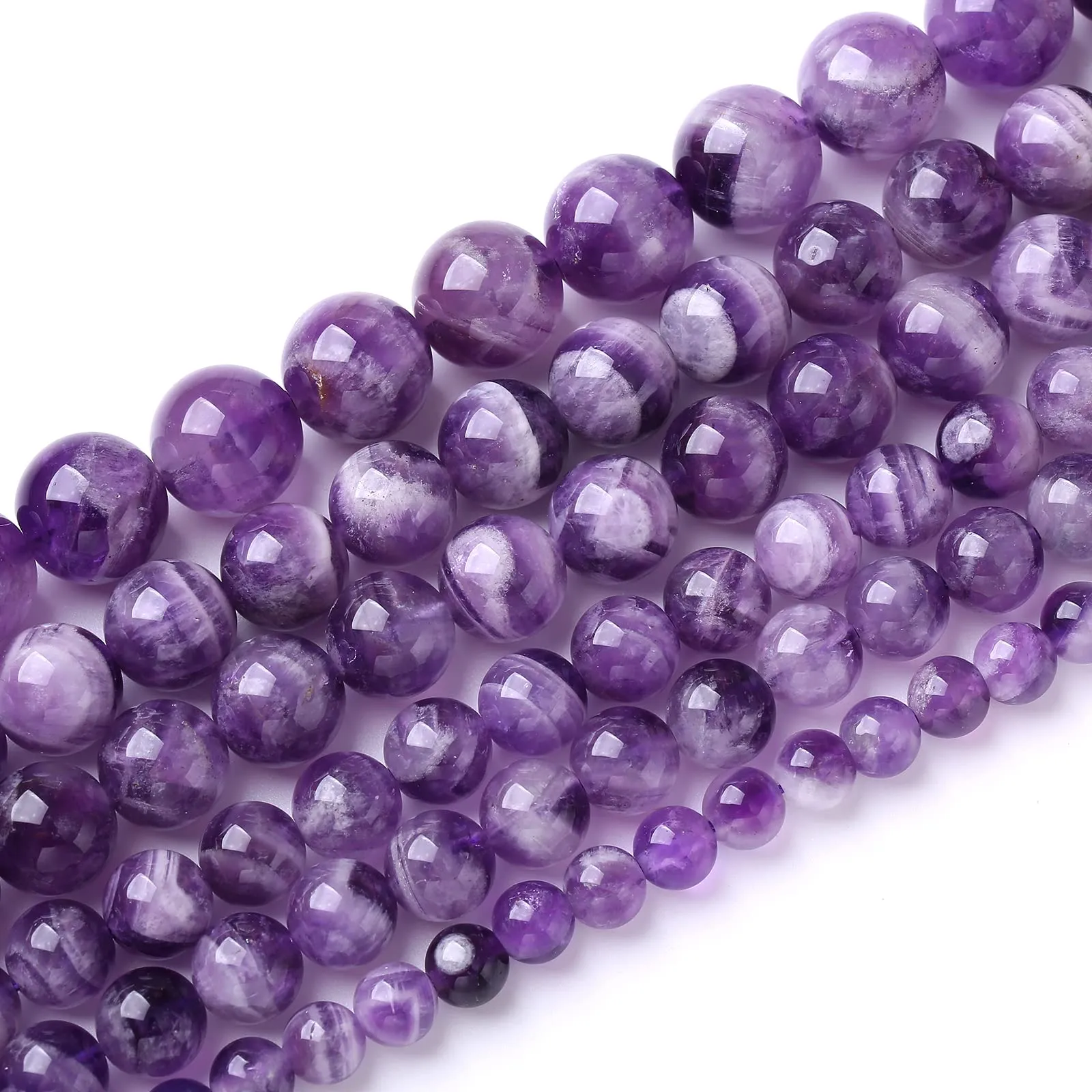 ZXYMLZI Perline di Ametista Viola Dream Lace Naturale, 8 mm, 45 pezzi - immagine 1