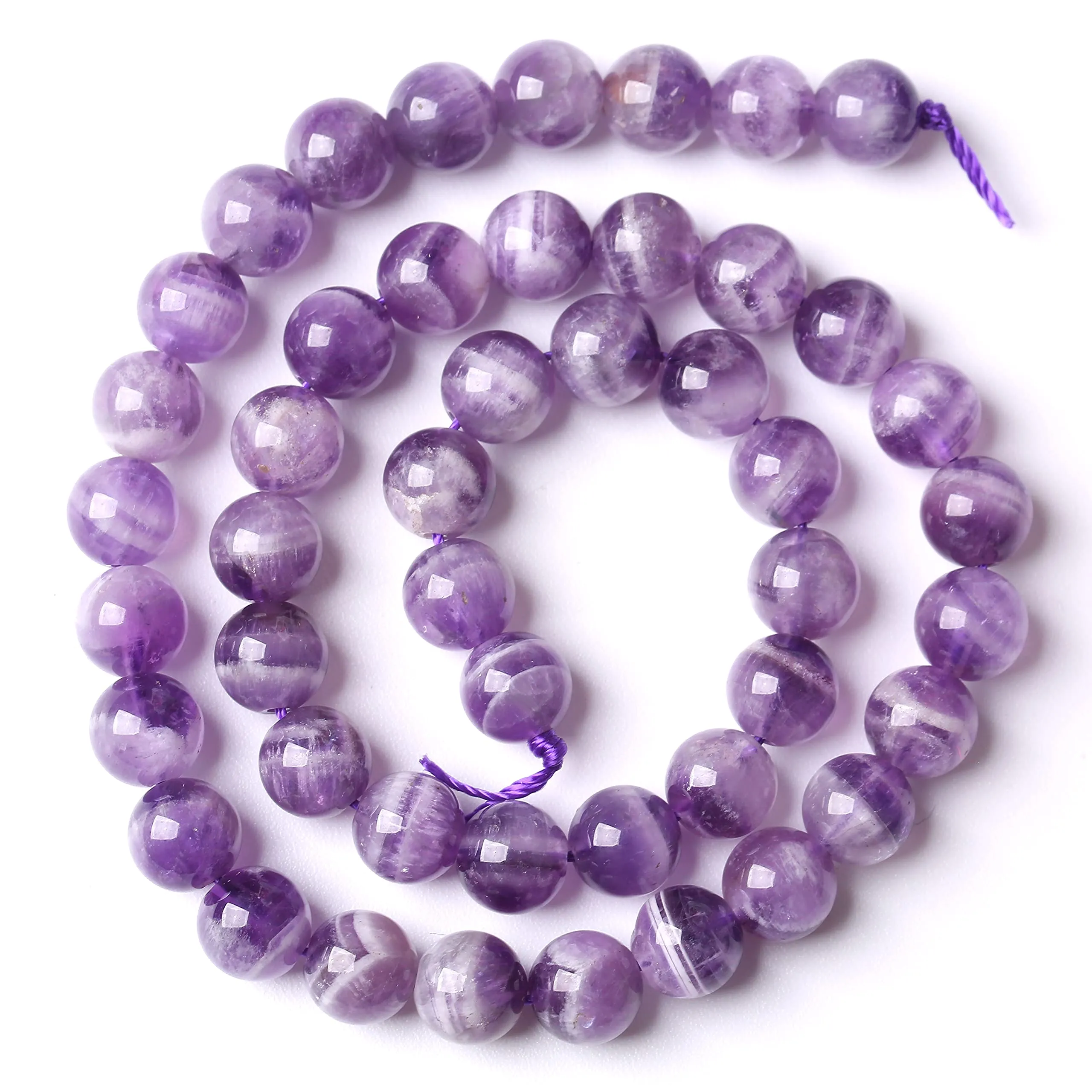 ZXYMLZI Perline di Ametista Viola Dream Lace Naturale, 8 mm, 45 pezzi - immagine 5