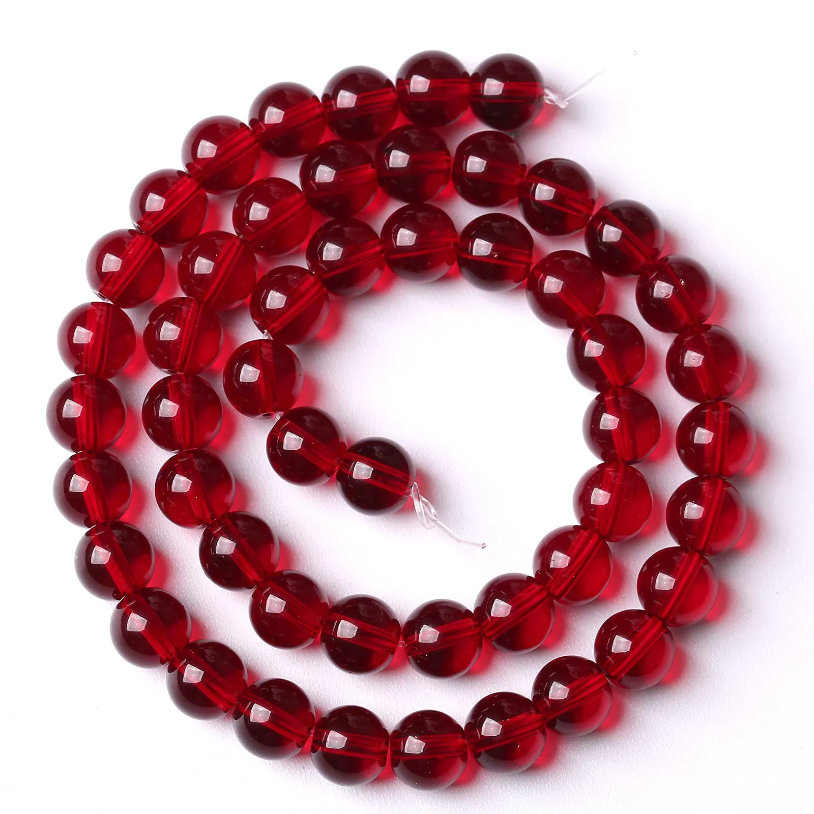 ZXYMLZI Perline rotonde in vetro rosso granato liscio, 8 mm, 51 pezzi - immagine 5