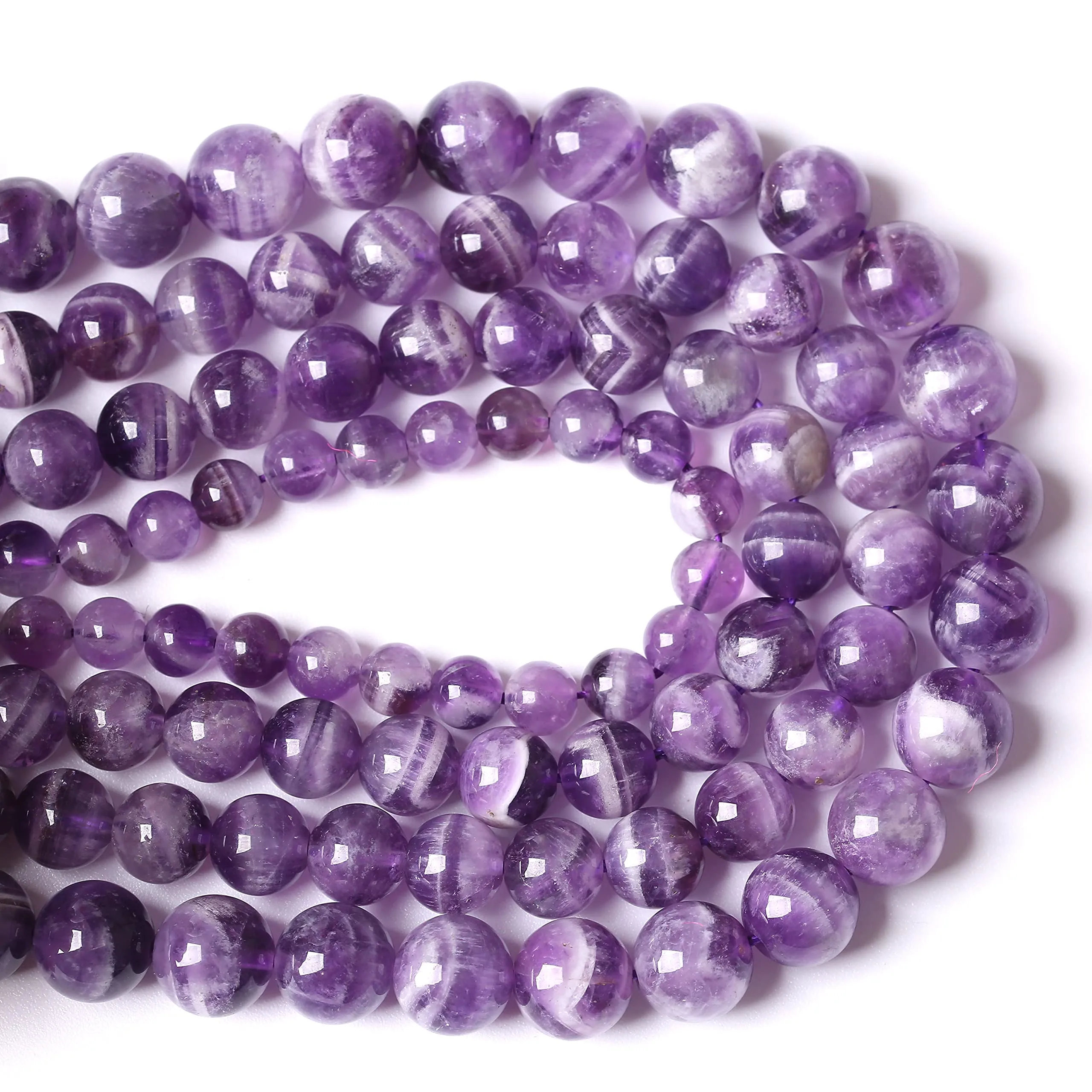 ZXYMLZI Ametiste Naturali Viola Dream in Pizzo, Perline Rotonde per Gioielli, 10 mm, 38 Pezzi - immagine 3