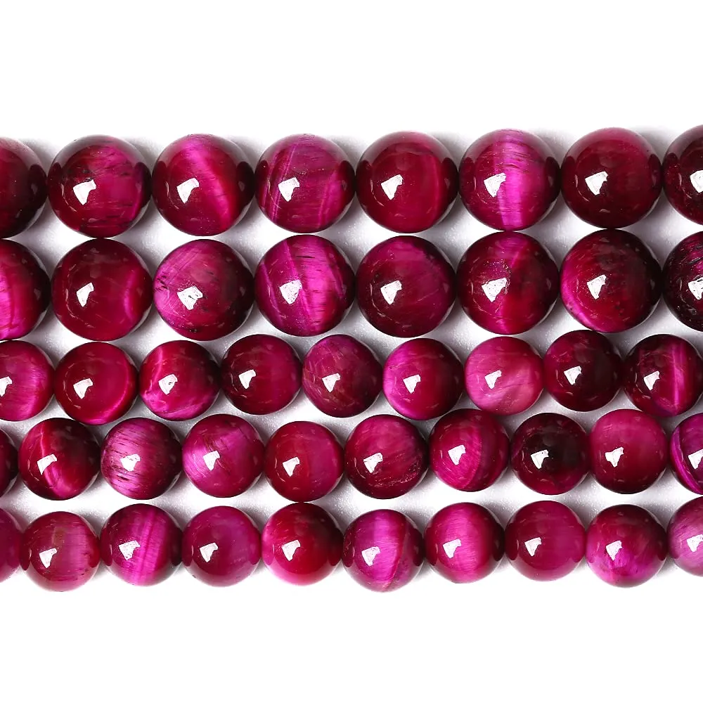 ZXYMLZI Perline in agata naturale occhio di tigre rosso rosa, 6 mm, 61 pezzi - immagine 1