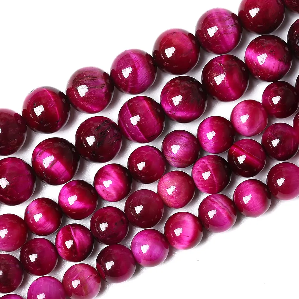 ZXYMLZI Perline in agata naturale occhio di tigre rosso rosa, 6 mm, 61 pezzi - immagine 2
