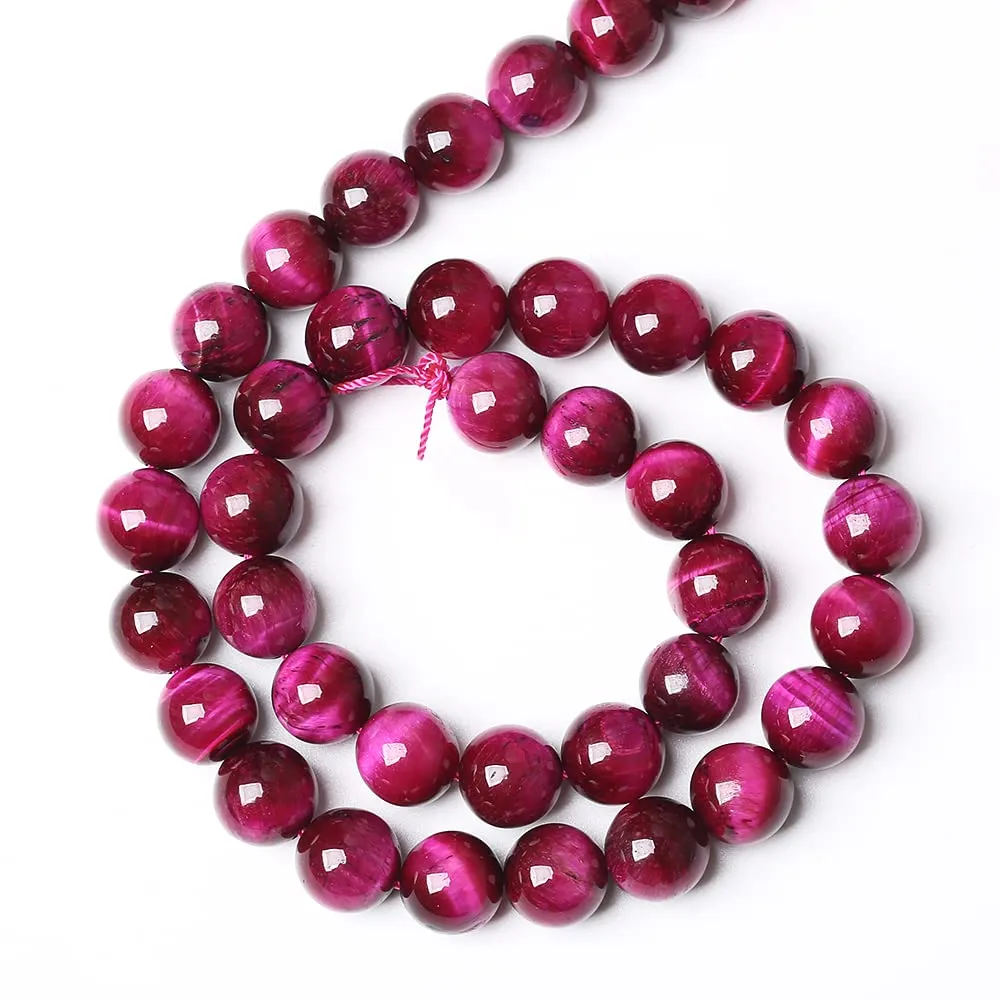 ZXYMLZI Perline in agata naturale occhio di tigre rosso rosa, 6 mm, 61 pezzi - immagine 4