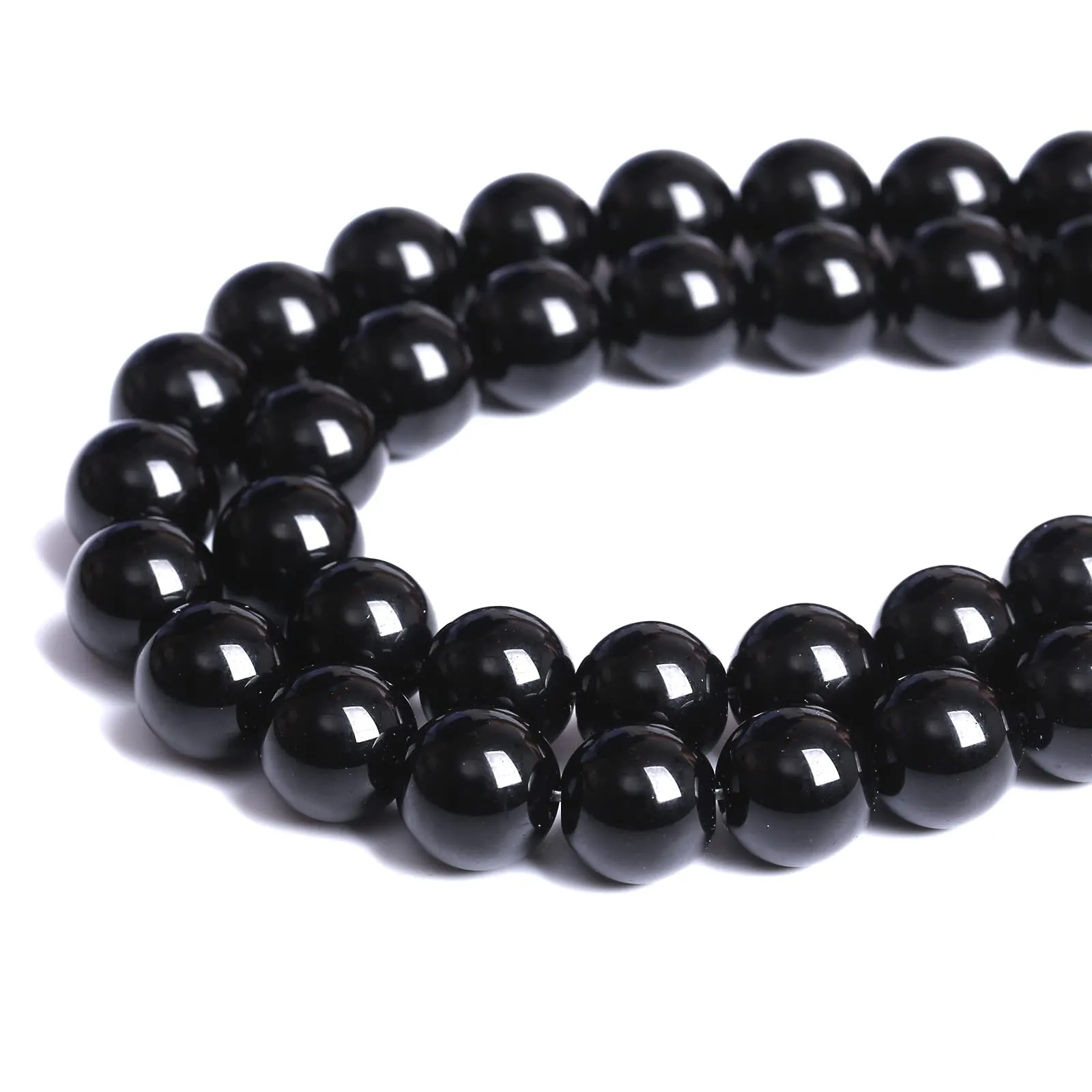 ZXYMLZI 51 Perline in Agata Nera Naturale Onice, 8mm, per Gioielli e Braccialetti Fai da Te, 38,1 cm - immagine 5