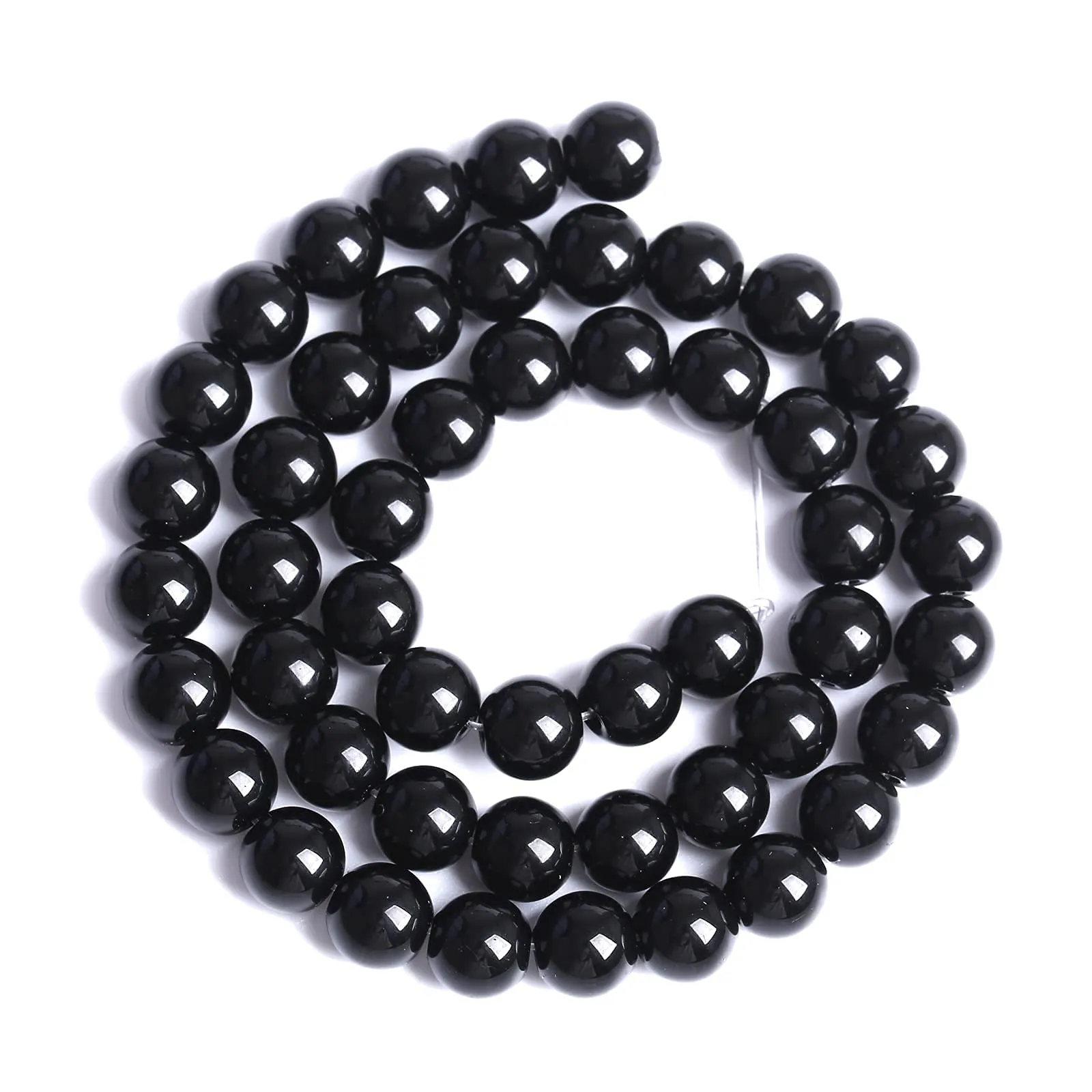 ZXYMLZI 51 Perline in Agata Nera Naturale Onice, 8mm, per Gioielli e Braccialetti Fai da Te, 38,1 cm - immagine 6