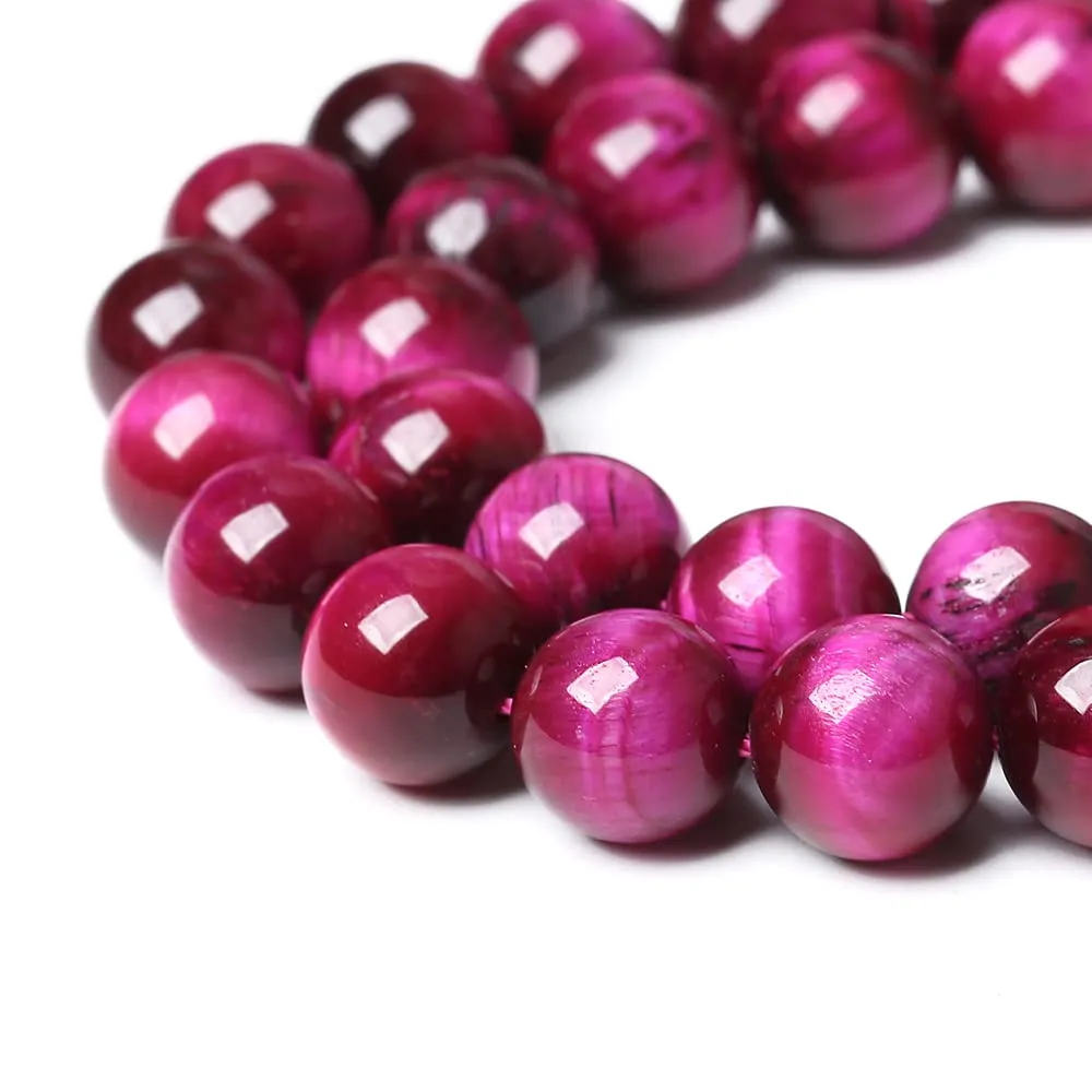 ZXYMLZI Perline in Agata Naturale Occhio di Tigre Rosso Rosa, 8 mm, 48 Pezzi - immagine 5