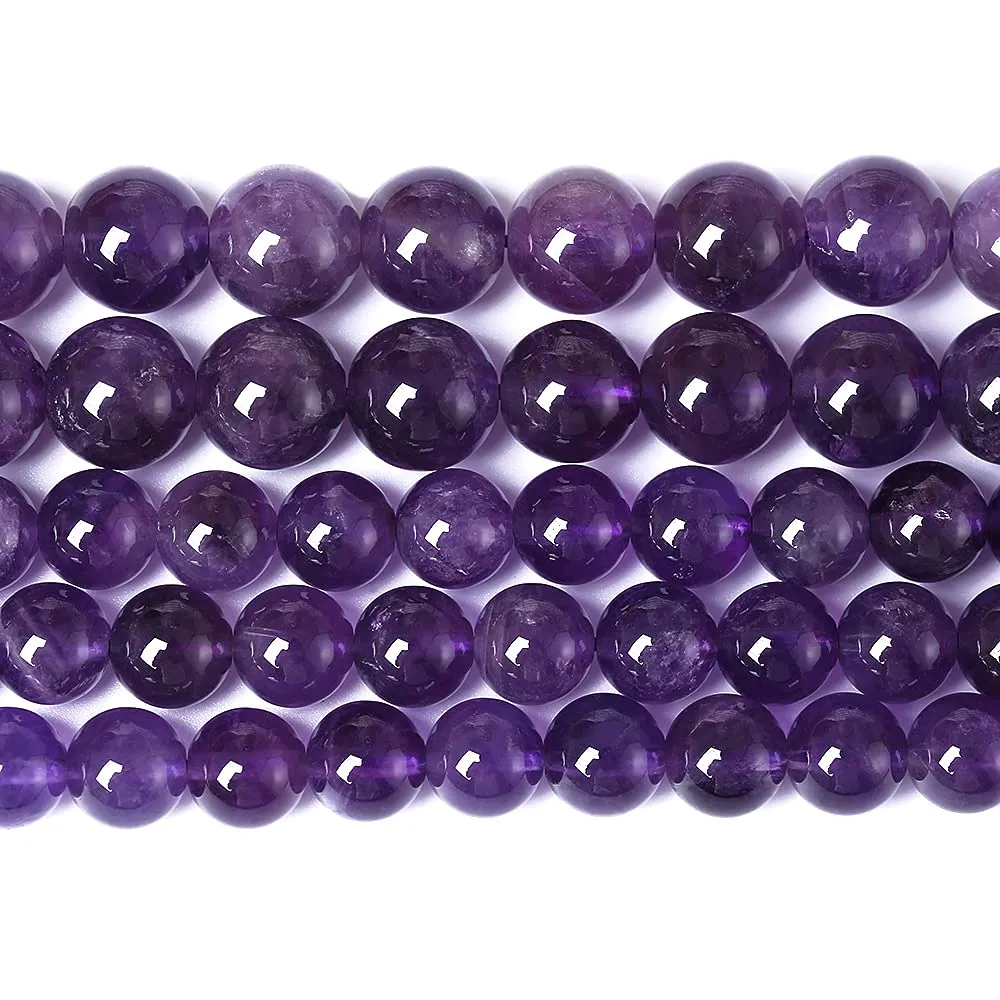 ZXYMLZI 38 Perline di Ametista Naturale Viola 10mm per Gioielli Fai da Te - immagine 1