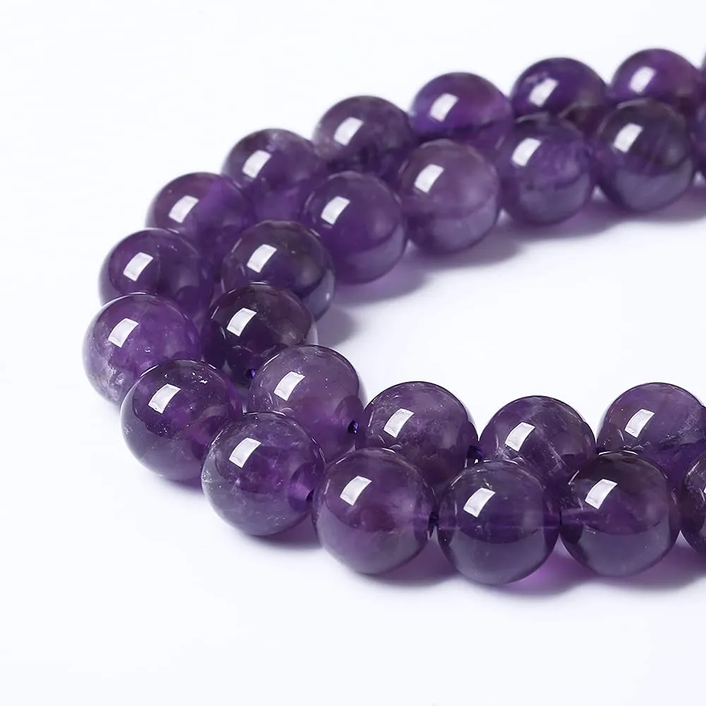ZXYMLZI 38 Perline di Ametista Naturale Viola 10mm per Gioielli Fai da Te - immagine 4