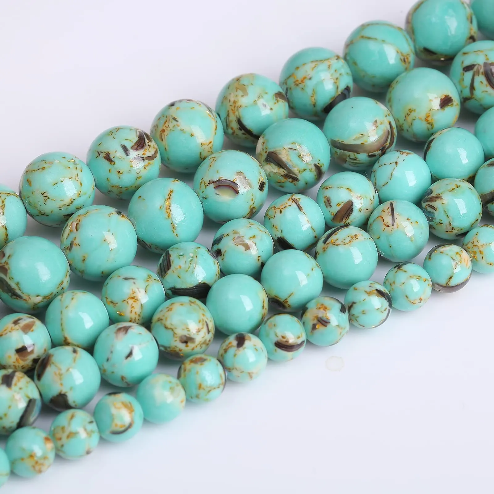 ZXYMLZI Perline rotonde in madreperla turchese sintetica, 8 mm, 45 pezzi - immagine 1