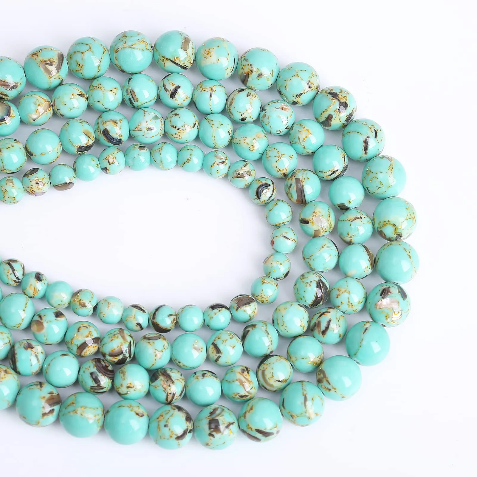 ZXYMLZI Perline rotonde in madreperla turchese sintetica, 8 mm, 45 pezzi - immagine 3