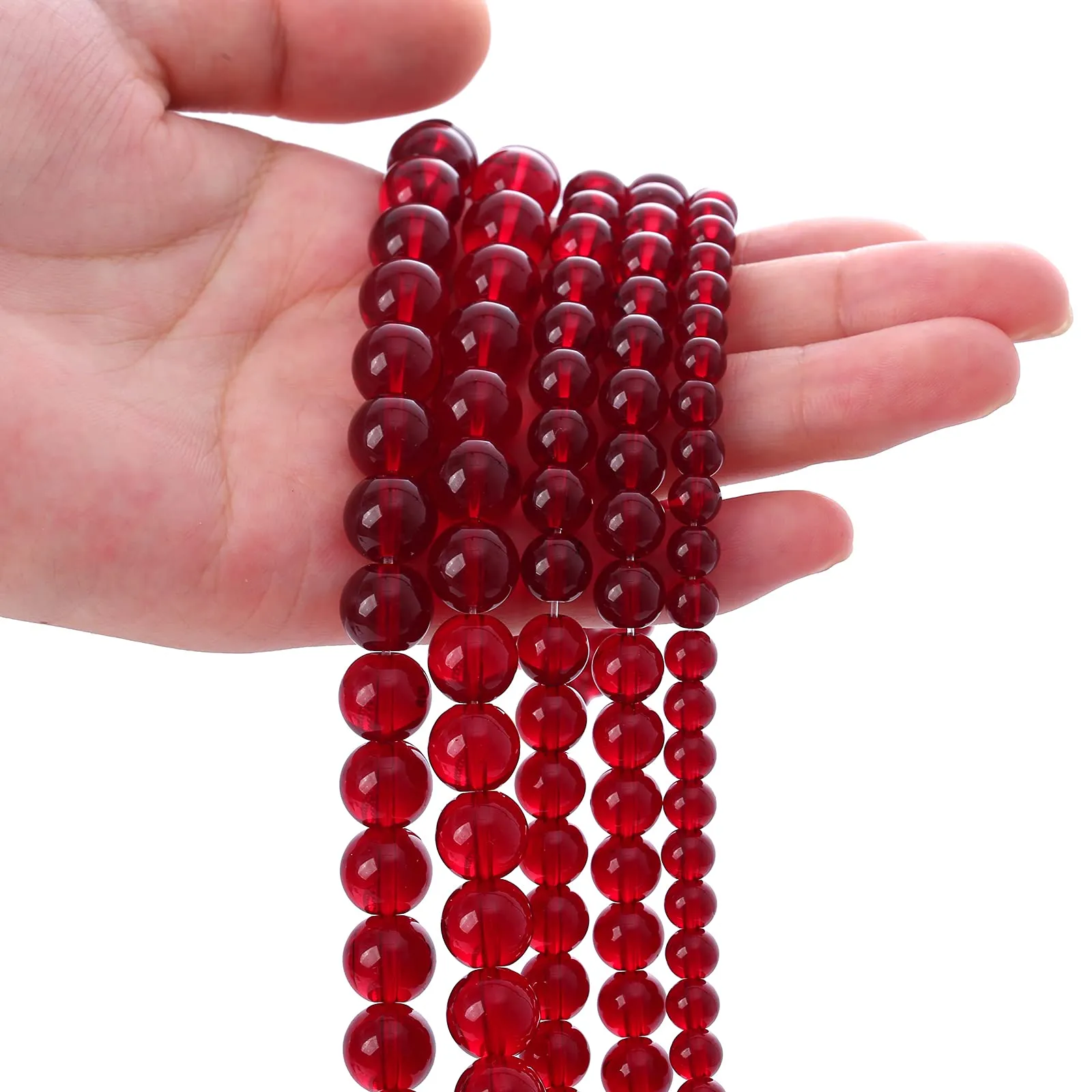 ZXYMLZI Perline in Vetro Rosso Granato Lisce, 6 mm, 68 Pezzi - immagine 8