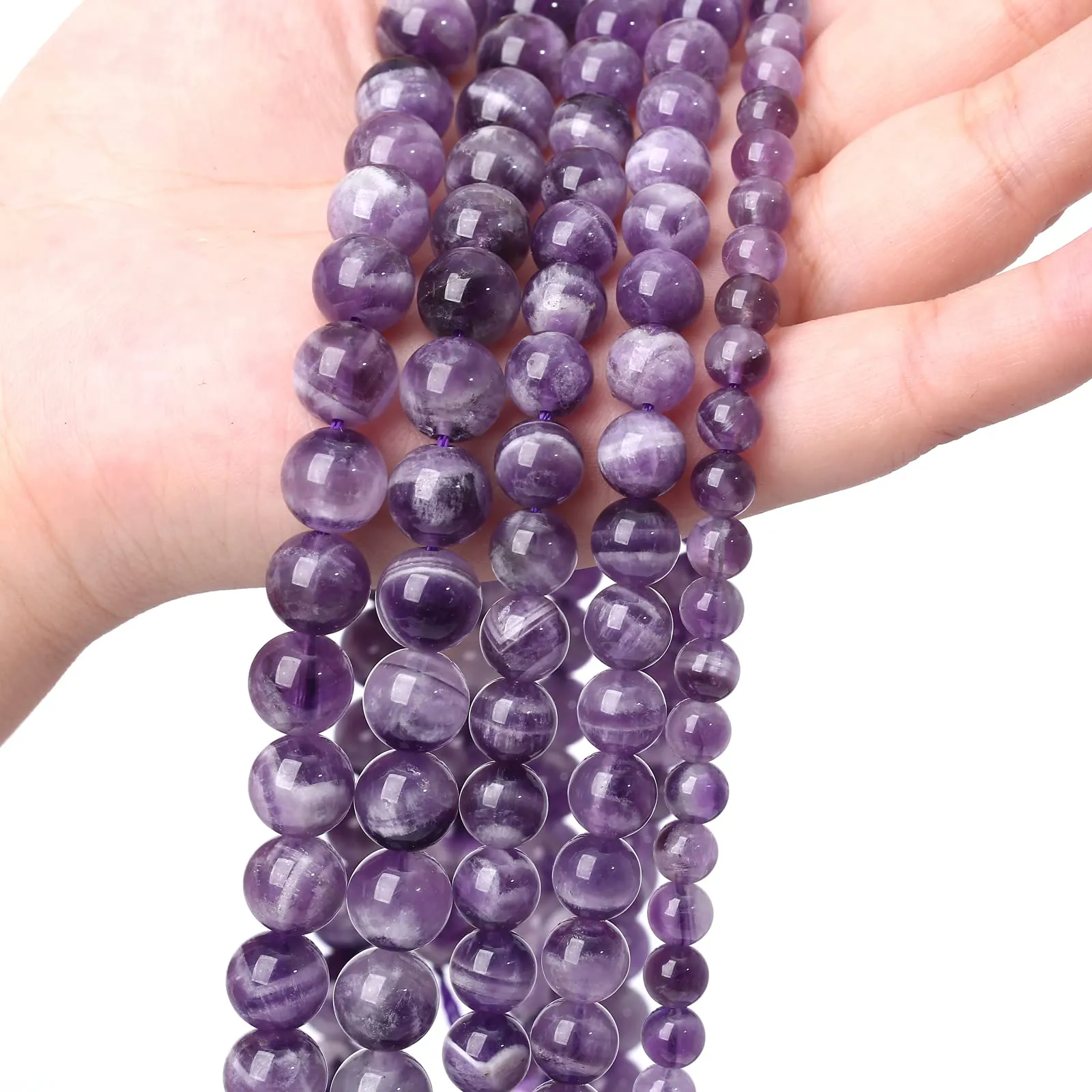 ZXYMLZI Perline di Ametista Naturale Viola, 6 mm, 60 Pezzi, 38,1 cm - immagine 6