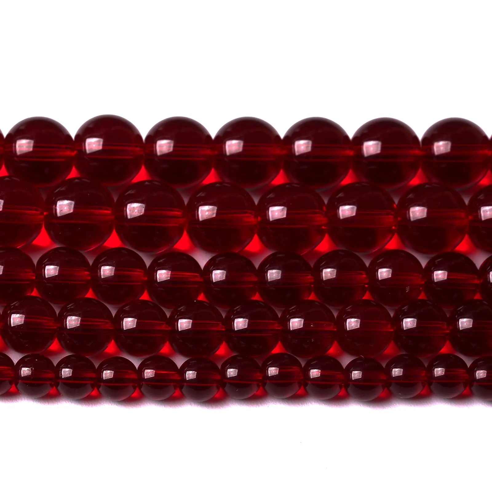 ZXYMLZI Perline in Vetro Rosso Granato Liscio, 10 mm, 40 Pezzi - immagine 1