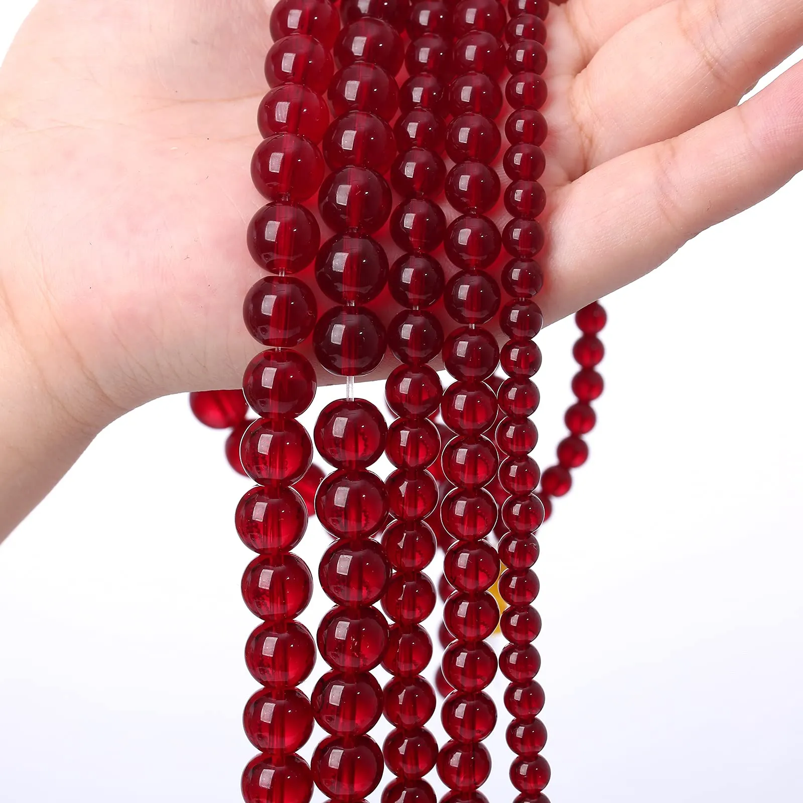 ZXYMLZI Perline in Vetro Rosso Granato Liscio, 10 mm, 40 Pezzi - immagine 7