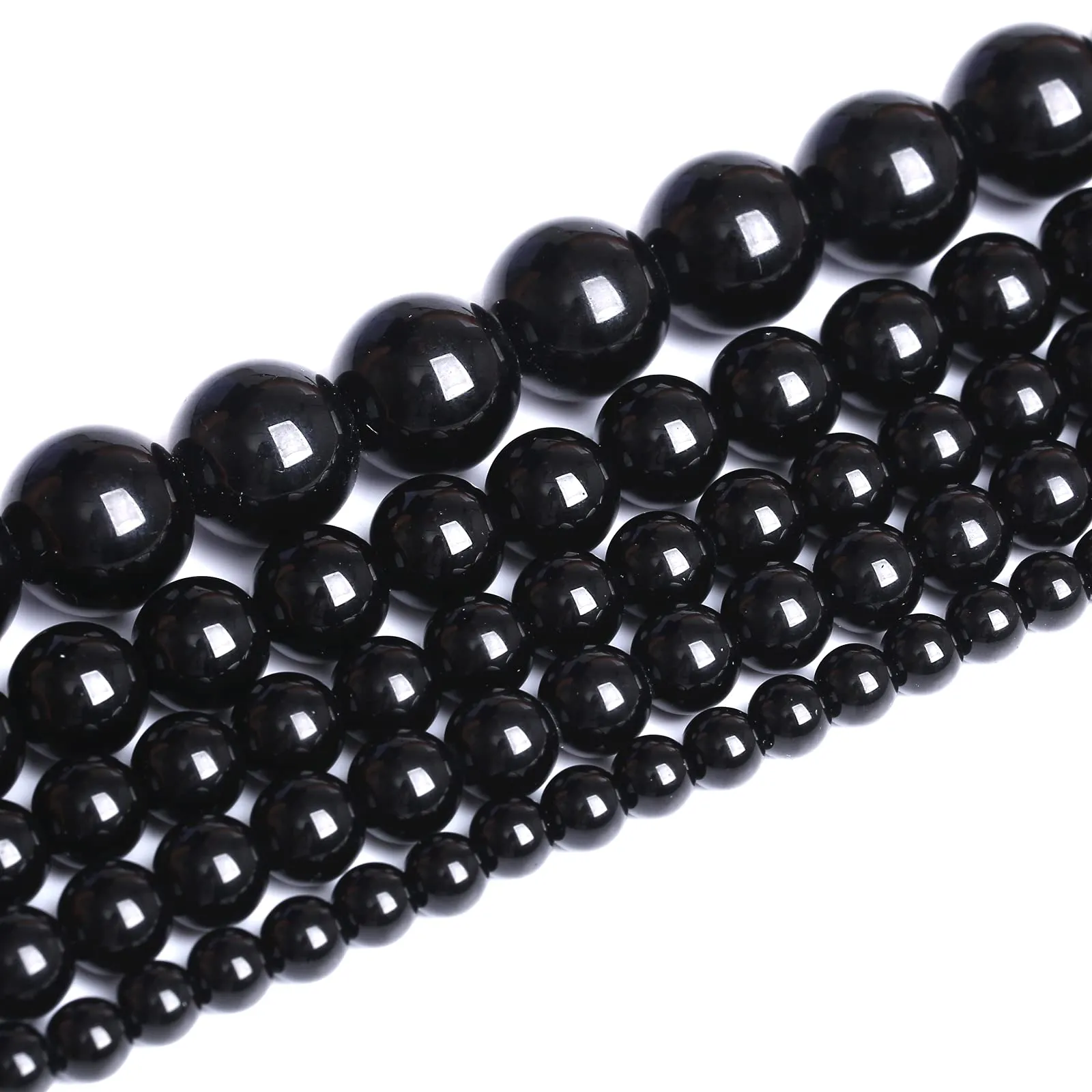 ZXYMLZI 41 Perline in Agata Nera Naturale, 10 mm, 38,1 cm - immagine 2