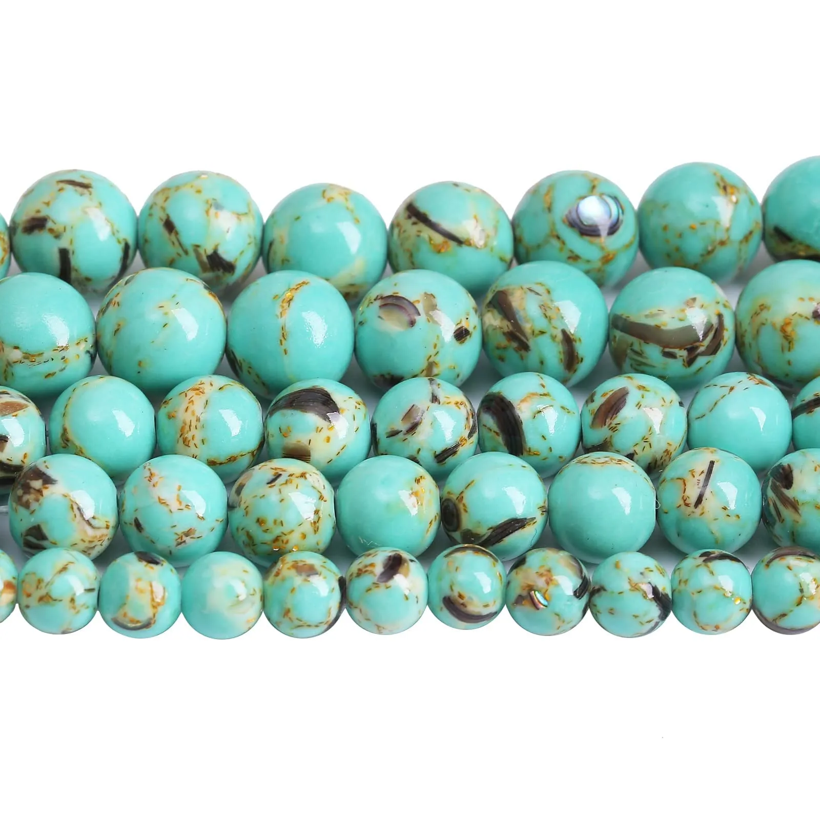 ZXYMLZI Perline Turchese Sintetica e Madreperla Blu 12mm per Gioielli e Braccialetti - immagine 2
