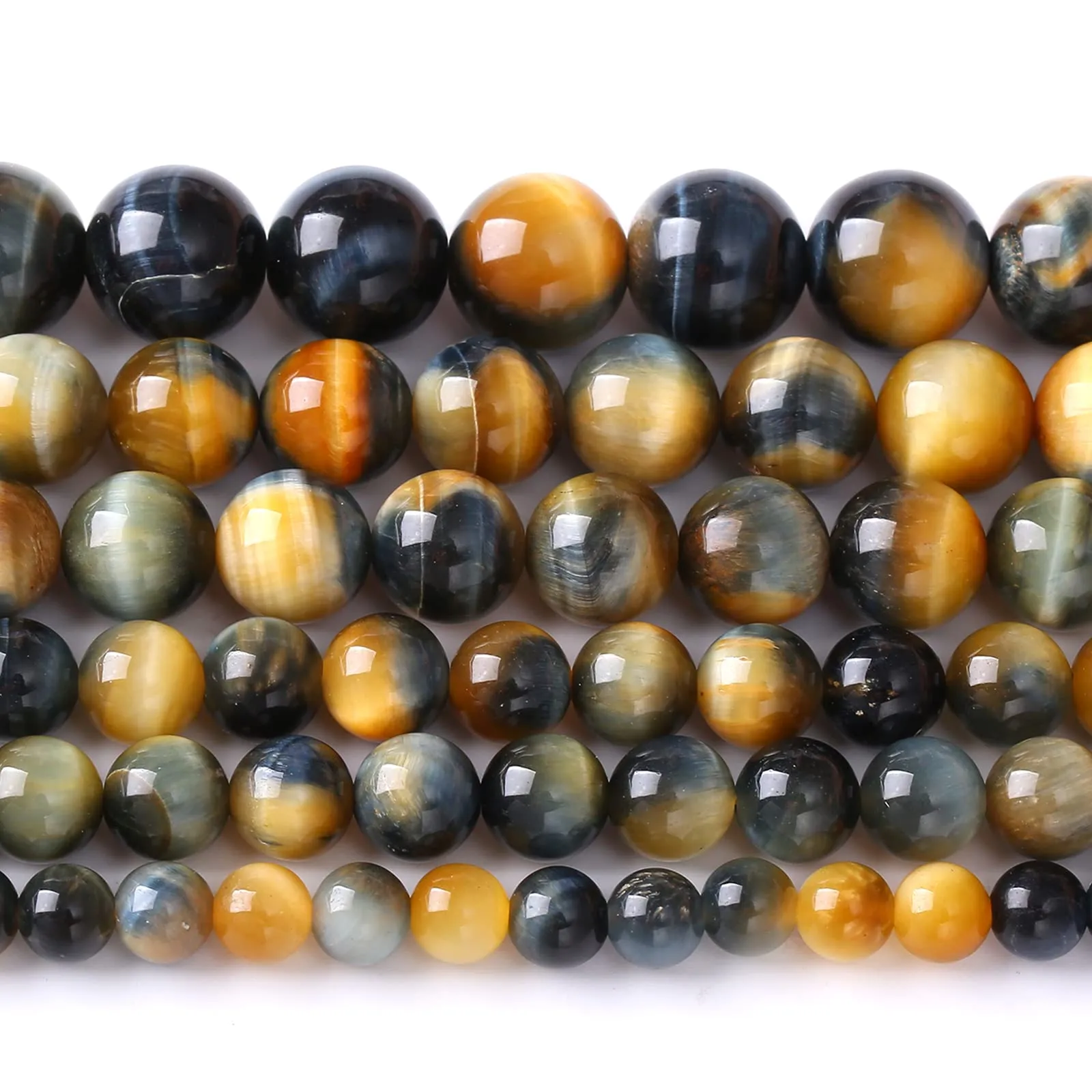 ZXYMLZI Perline Occhio di Tigre in Pietra Naturale, 6 mm, 60 Pezzi, Rotonde Lisce - immagine 1