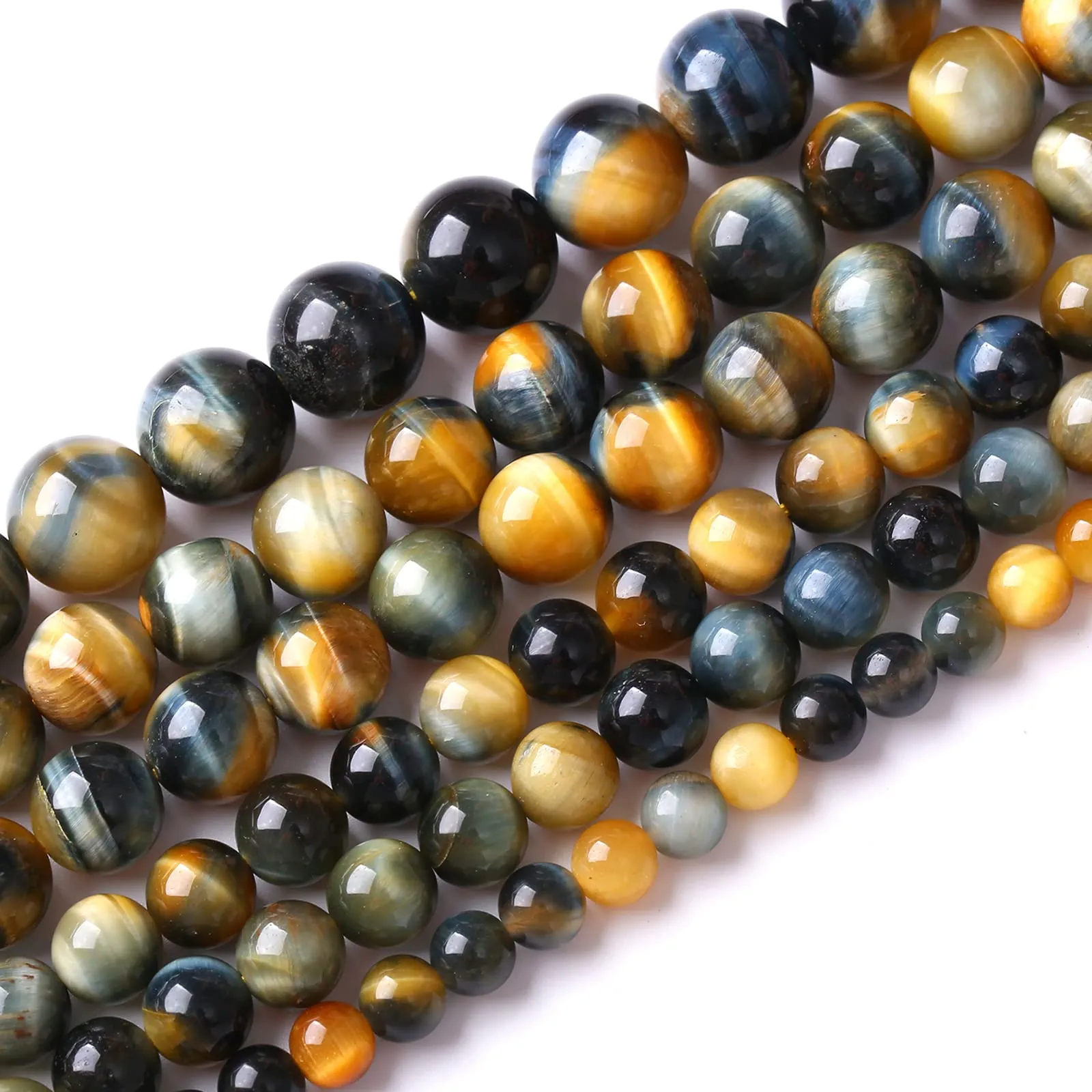 ZXYMLZI Perline Occhio di Tigre in Pietra Naturale, 6 mm, 60 Pezzi, Rotonde Lisce - immagine 2