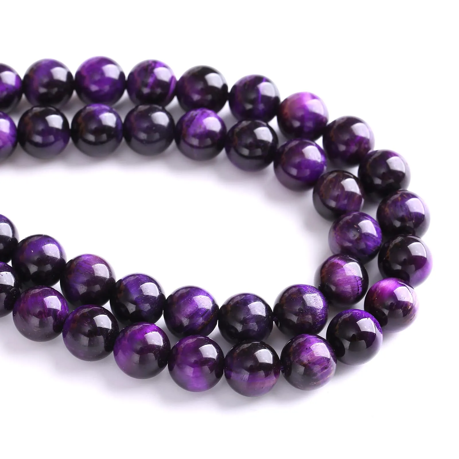 ZXYMLZI 32 Perline in Pietra Naturale Occhio di Tigre Viola, 12 mm, 38,1 cm - immagine 4