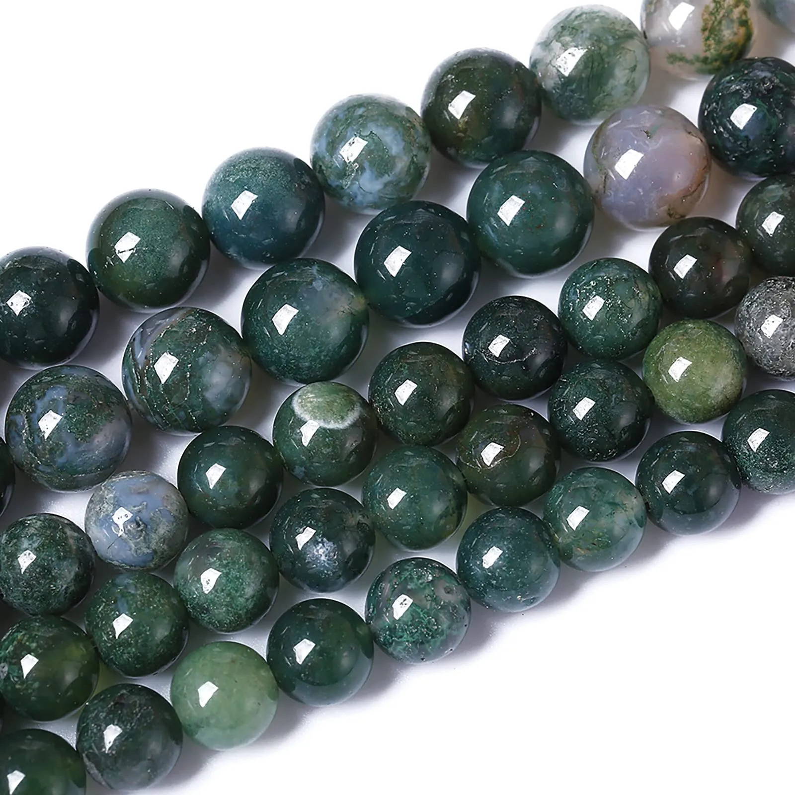 ZXYMLZI Perline in Agata Muschiata Verde Naturale, 10 mm, 38 cm - immagine 1