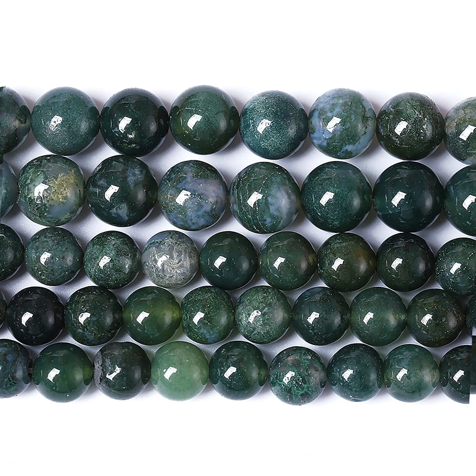 ZXYMLZI Perline in Agata Muschiata Verde Naturale, 10 mm, 38 cm - immagine 2