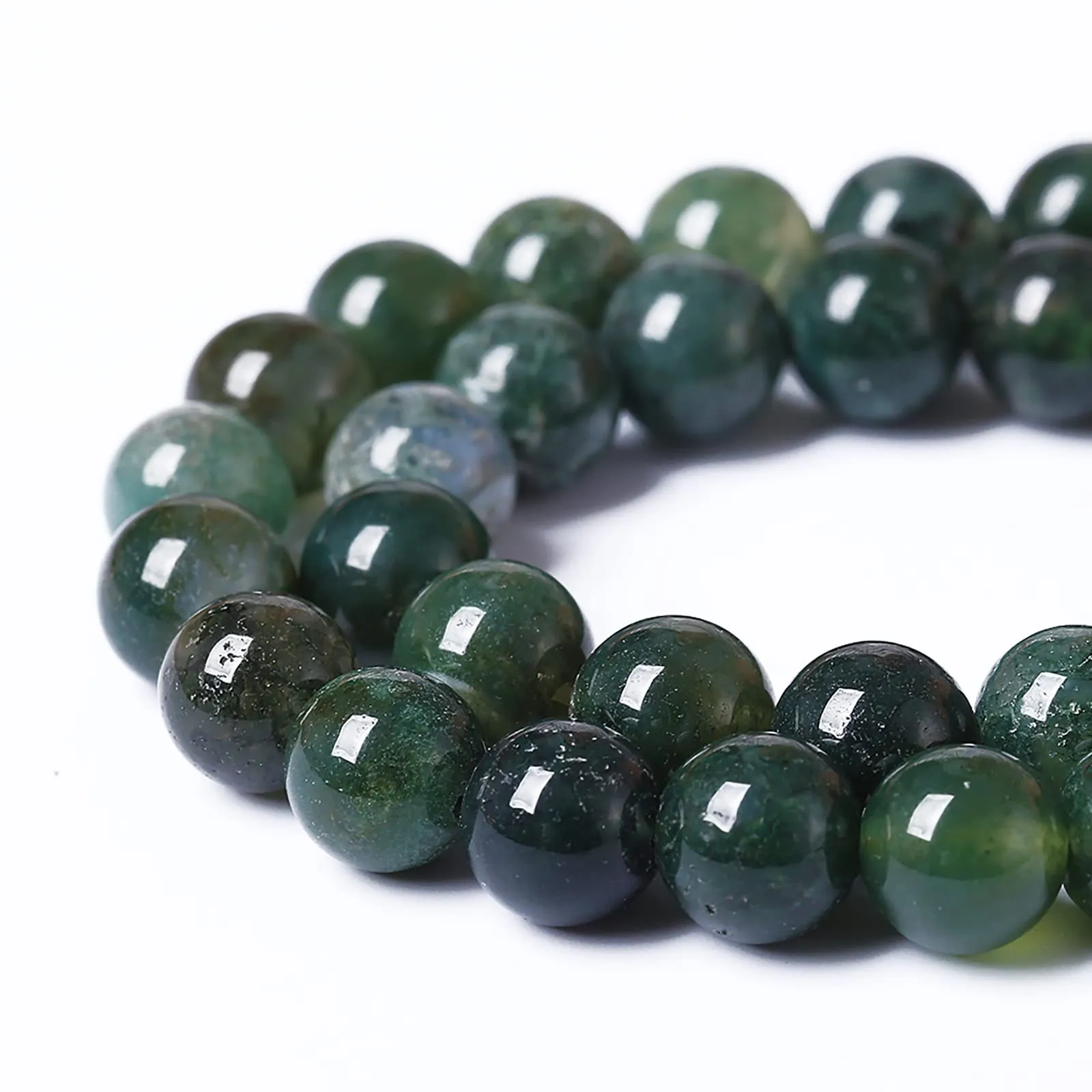 ZXYMLZI Perline in Agata Muschiata Verde Naturale, 10 mm, 38 cm - immagine 3