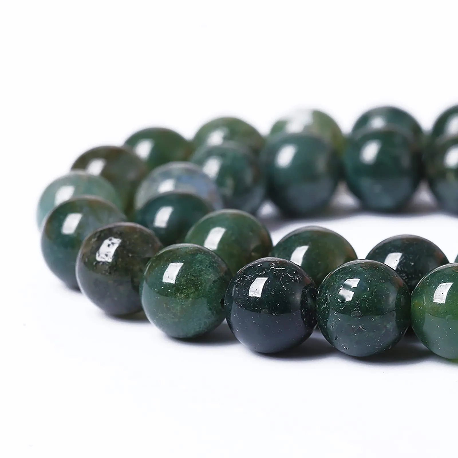 ZXYMLZI Perline in Agata Muschiata Verde Naturale, 12 mm, 32 Pezzi, 38,1 cm - immagine 4