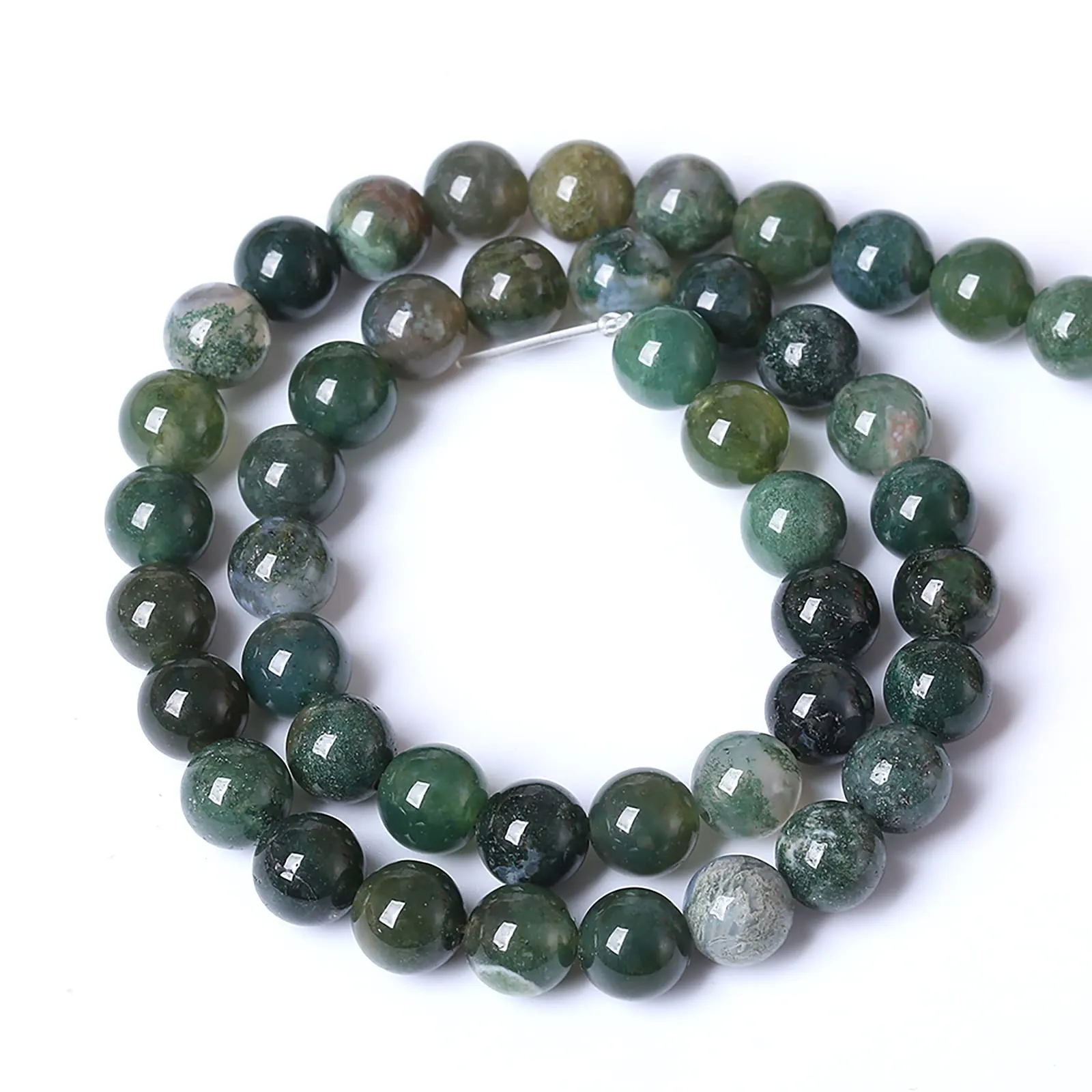 ZXYMLZI Perline in Agata Muschiata Verde Naturale, 12 mm, 32 Pezzi, 38,1 cm - immagine 5