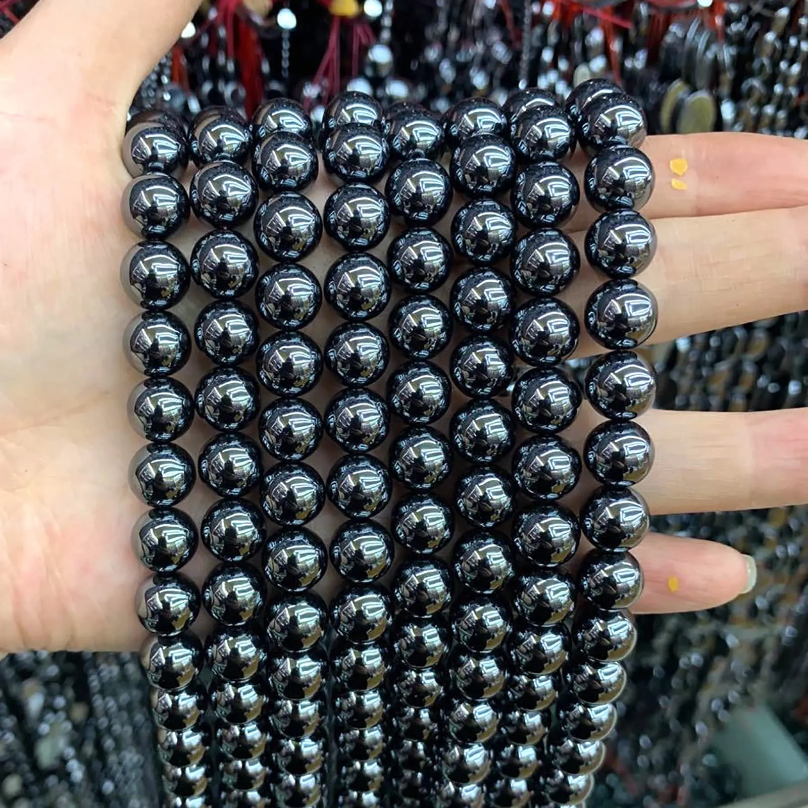 ZXYMLZI 38 Perline in Ematite Nera AAA 10mm, Pietre Naturali Rotonde Sfuse per Gioielli - immagine 6