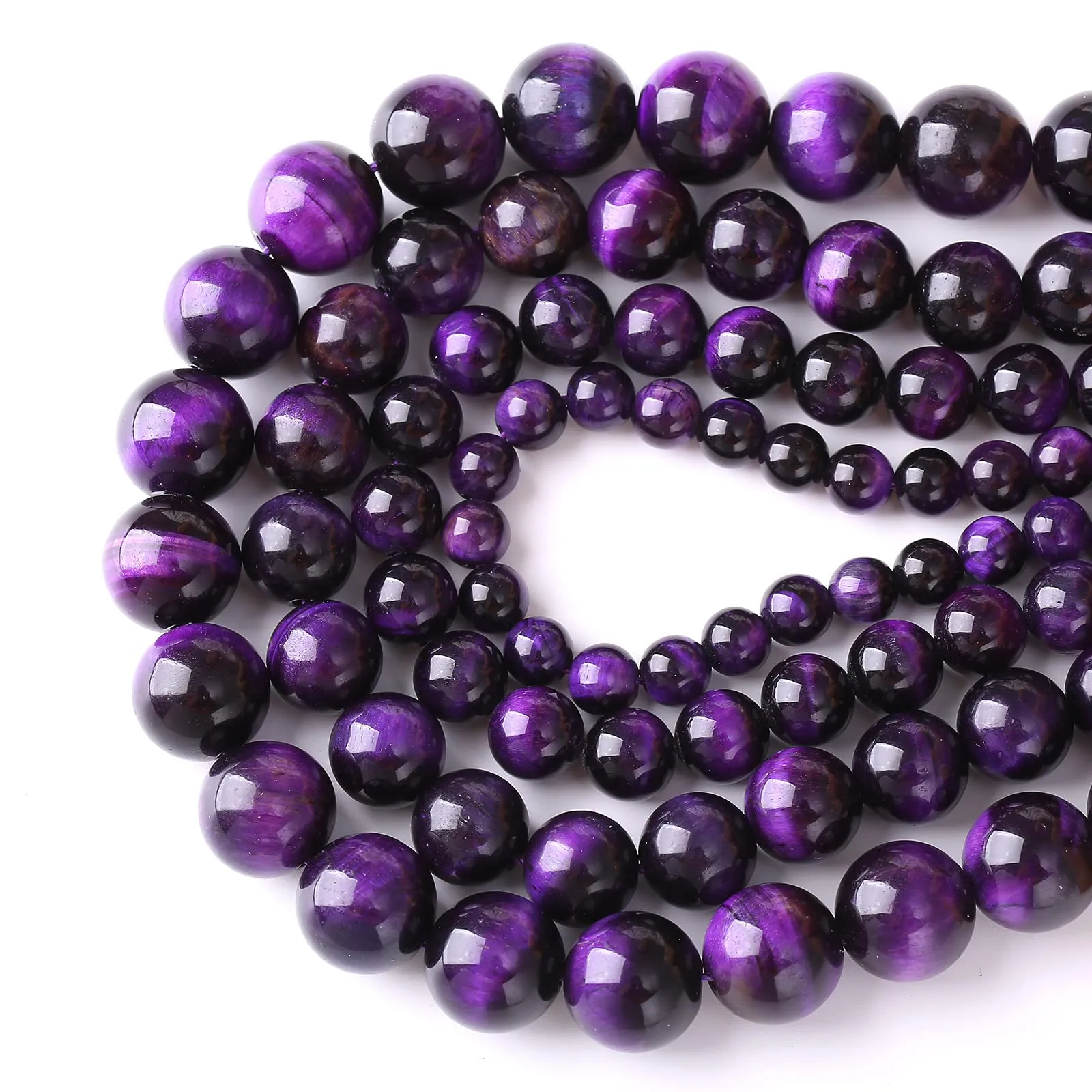 ZXYMLZI Perline in Occhio di Tigre Naturale Viola, 8 mm, 45 Pezzi - immagine 3