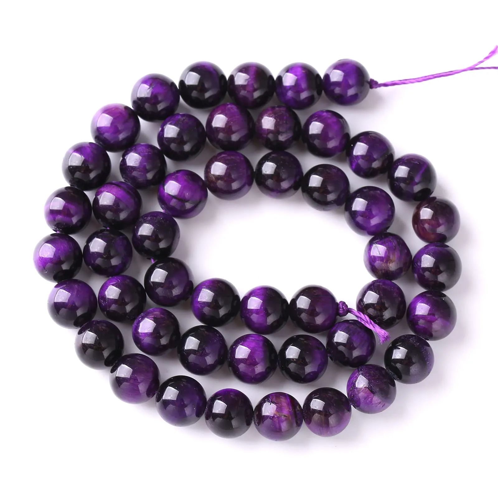 ZXYMLZI Perline in Occhio di Tigre Naturale Viola, 8 mm, 45 Pezzi - immagine 5