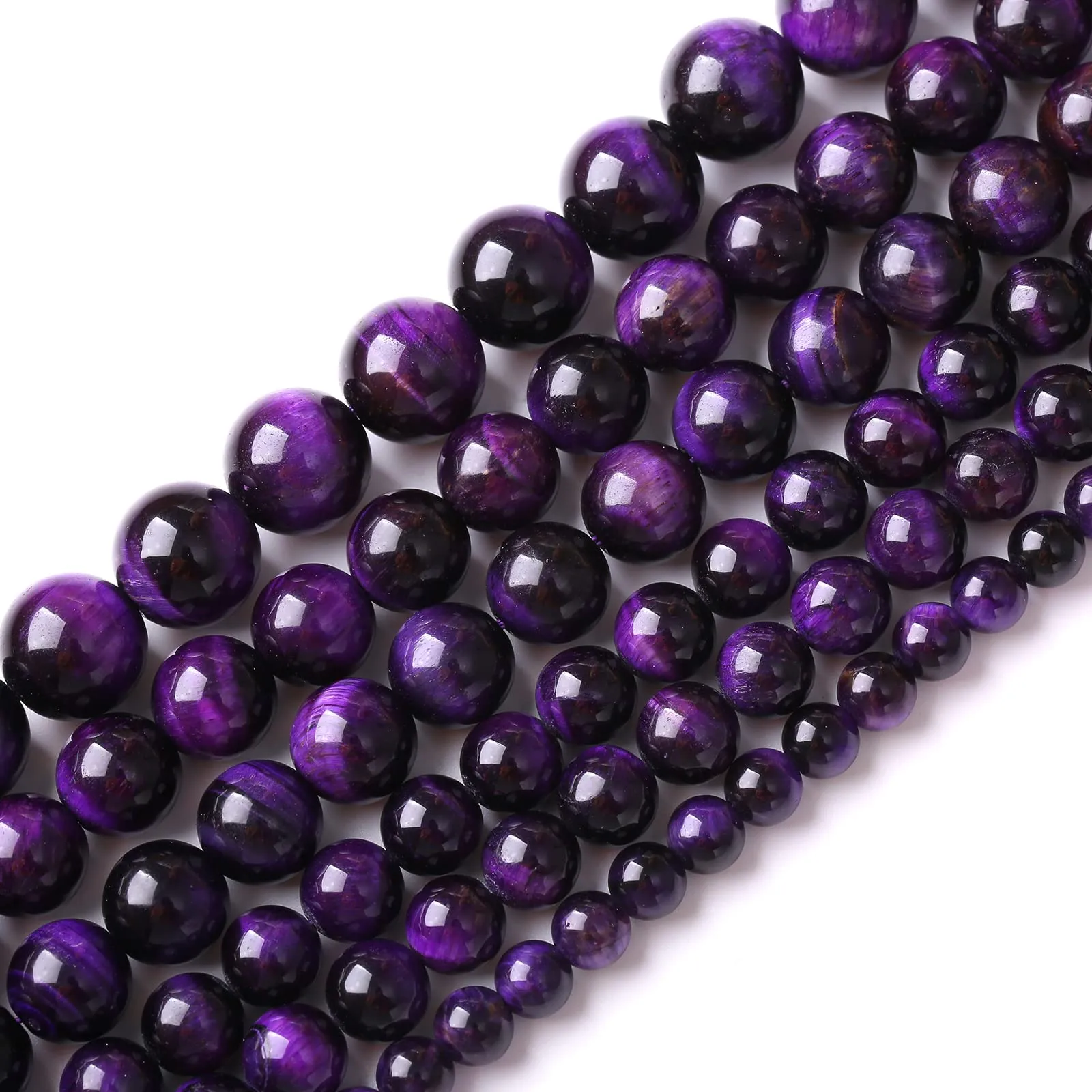 ZXYMLZI Perline in Occhio di Tigre Viola Naturale, 10 mm, 38 Pezzi - immagine 2