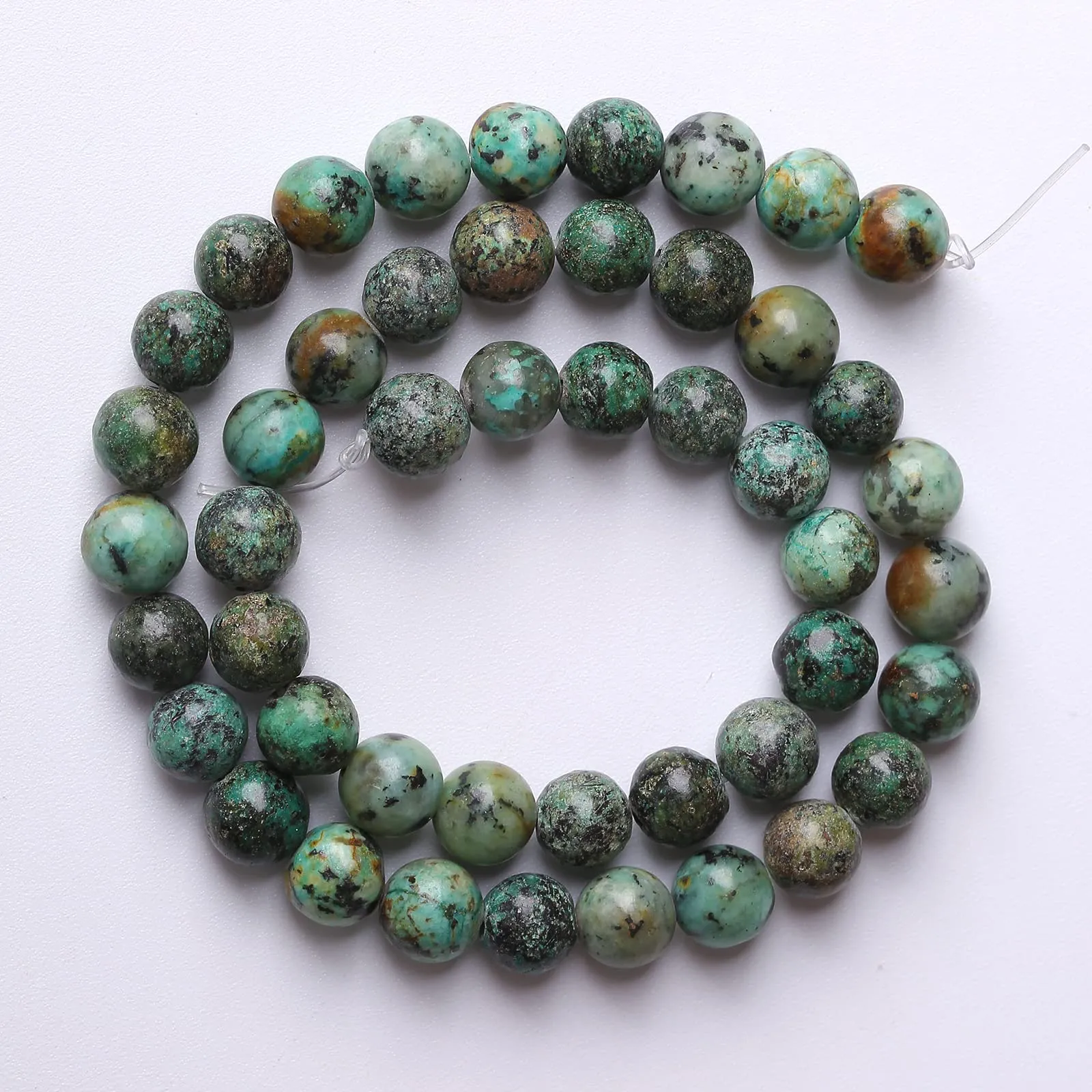 ZXYMLZI Perline di Pietra Turchese Africana Naturale 8 mm, 45 Pezzi per Gioielli Fai da Te - immagine 5