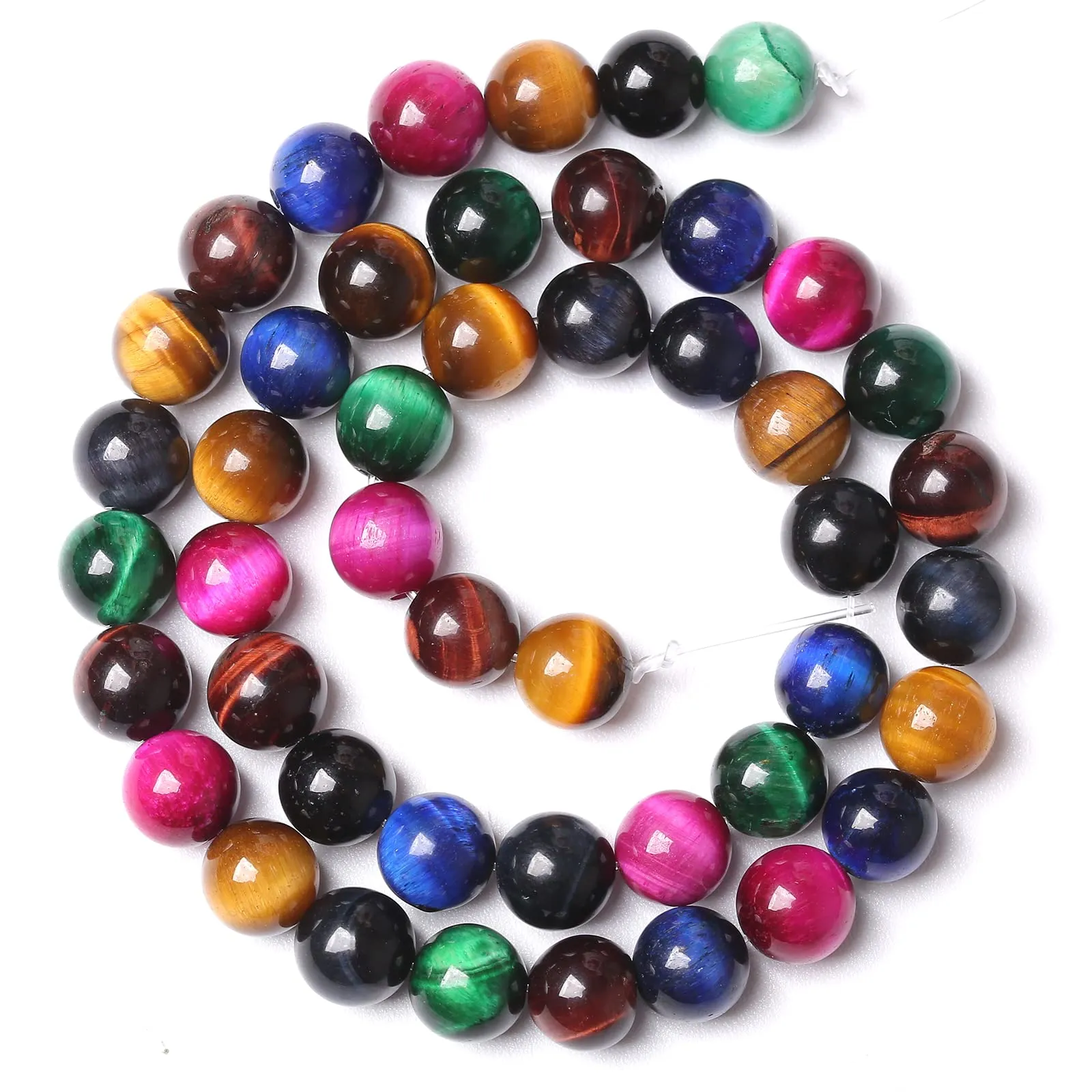 ZXYMLZI 60pcs 6mm Natural Colored Tiger Eye Round Gemstone Beads for Jewelry Making - immagine 1