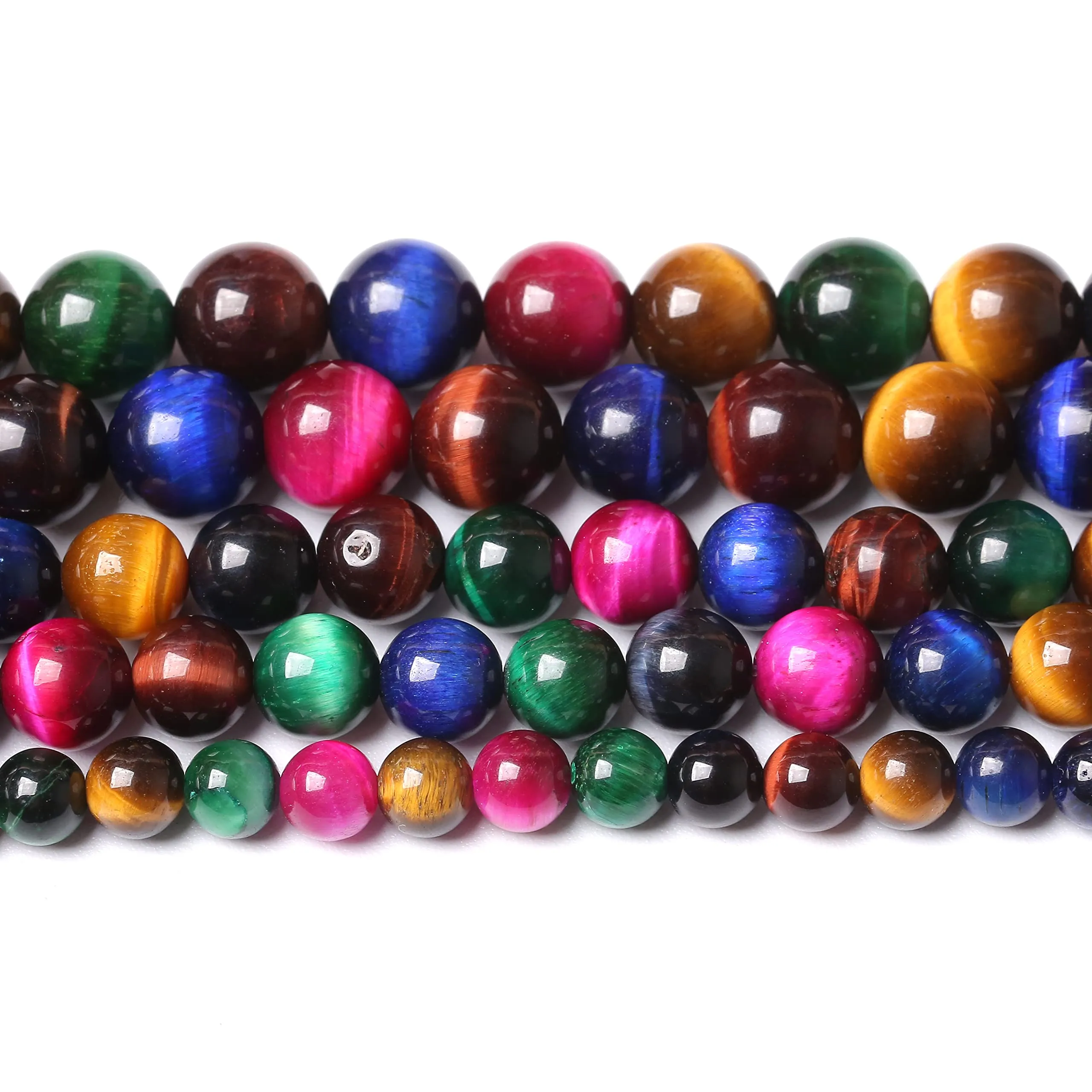 ZXYMLZI 60pcs 6mm Natural Colored Tiger Eye Round Gemstone Beads for Jewelry Making - immagine 4