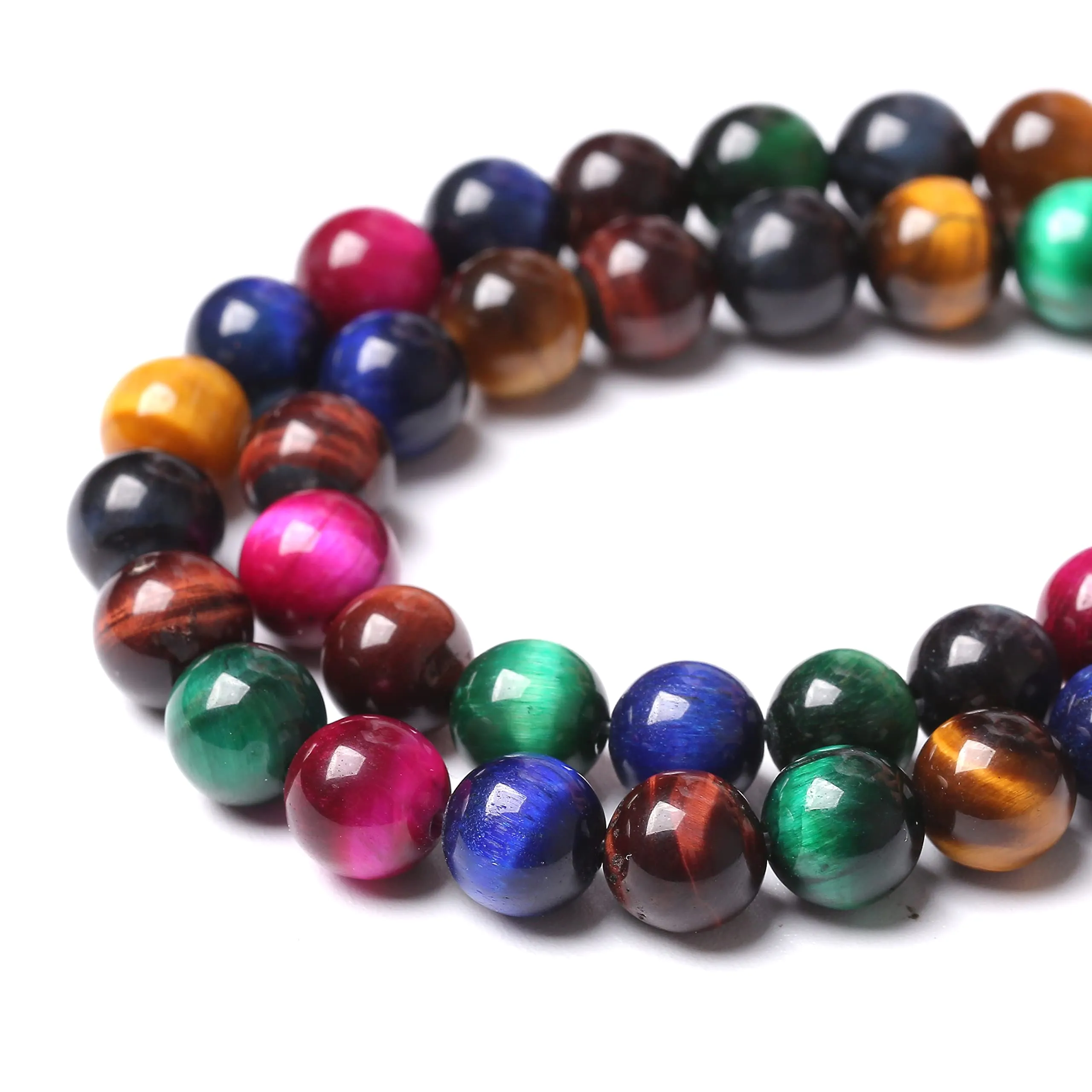 ZXYMLZI 60pcs 6mm Natural Colored Tiger Eye Round Gemstone Beads for Jewelry Making - immagine 5