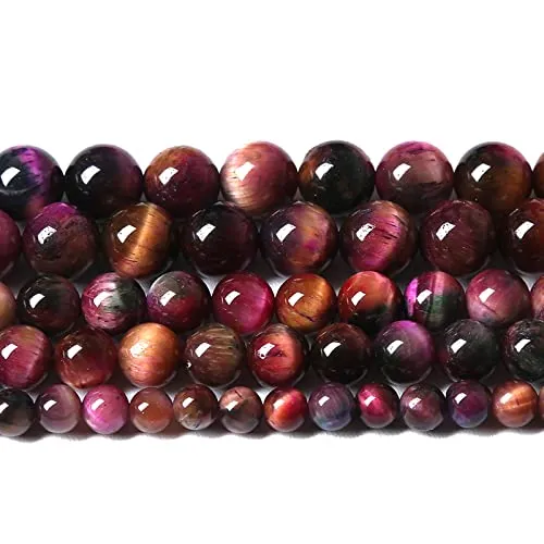 ZXYMLZI 32pcs 12mm Natural Red Pink Starry Sky Tiger Eye Round Loose Beads for Jewelry Making - immagine 2