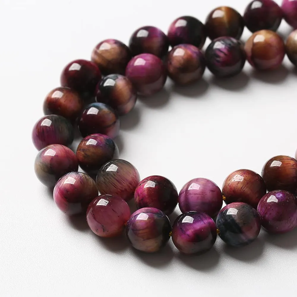 ZXYMLZI 32pcs 12mm Natural Red Pink Starry Sky Tiger Eye Round Loose Beads for Jewelry Making - immagine 4