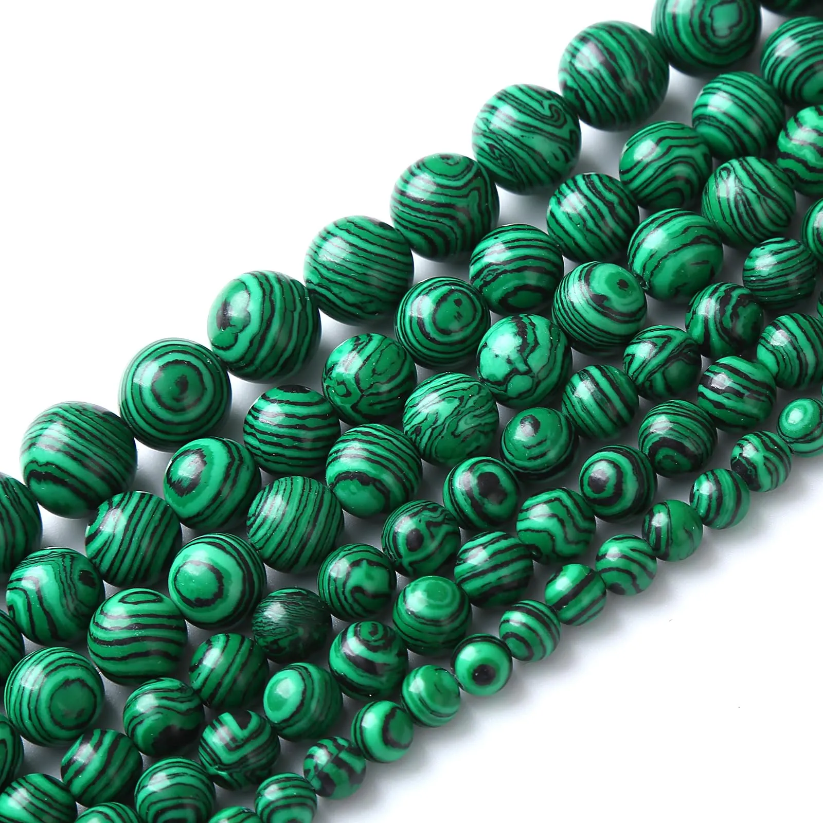 ZXYMLZI 60pcs 6mm Malachite Sintetica Verde Perline Rotonde per Gioielli DIY - immagine 2